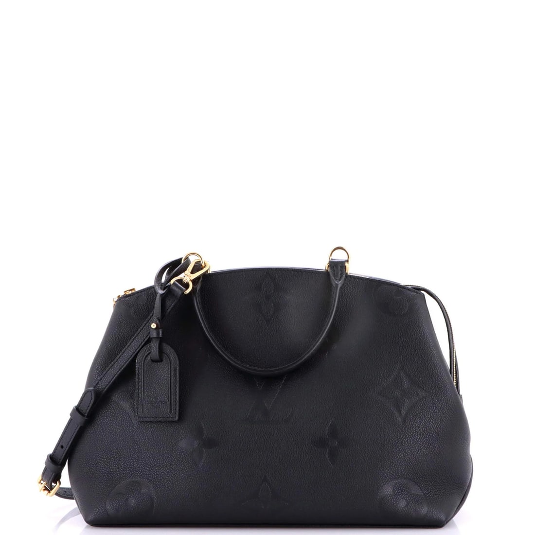Louis Vuitton Grand Palais Handbag Monogram Giant Empreinte: Louis Vuitton Grand Palais Handbag Monogram Giant Empreinte Black Louis Vuitton Grand Palais Handbag Monogram Giant Empreinte features a classic shoulder bag design with a bold, iconic monogram