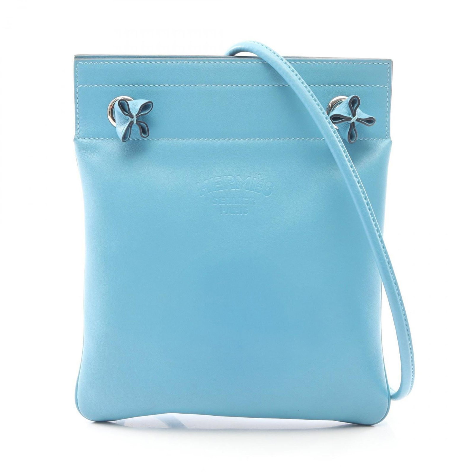 Swift leather bag handbag shoulder Hermes: Swift leather bag handbag shoulder Hermes Swift leather bag handbag shoulder Hermes. This blue Swift leather handbag measures 23cm x 19cm x 1cm and features a sleek, compact design. With its