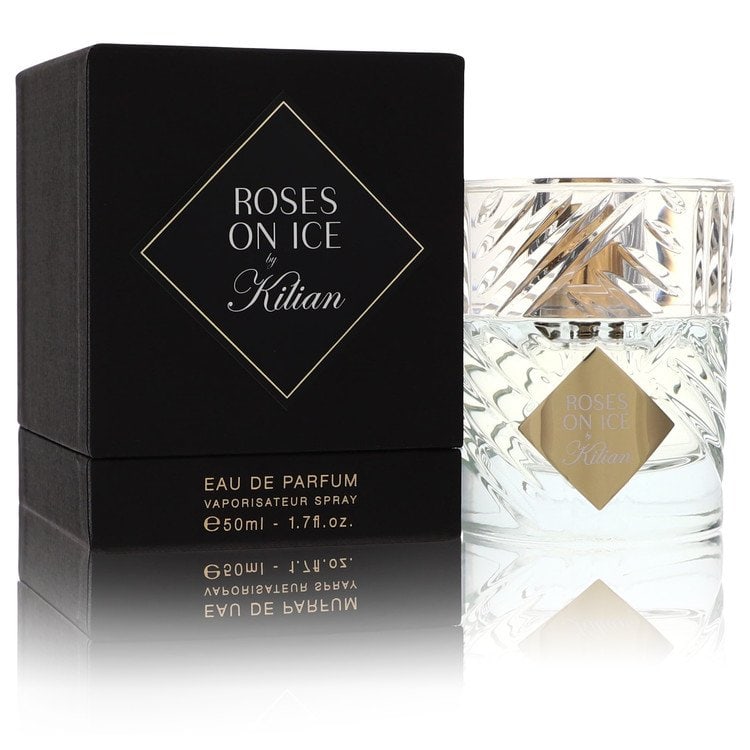 Kilian Roses On Ice by Kilian Eau De Parfum Spray Refillable 1.7 oz 372877: Kilian Roses On Ice by Kilian Eau De Parfum Spray Refillable 1.7 oz 372877 Fresh and green top notes open the fragrance with juniper berries, cucumber and lime in Kilian's Roses on Ice eau de parfum
