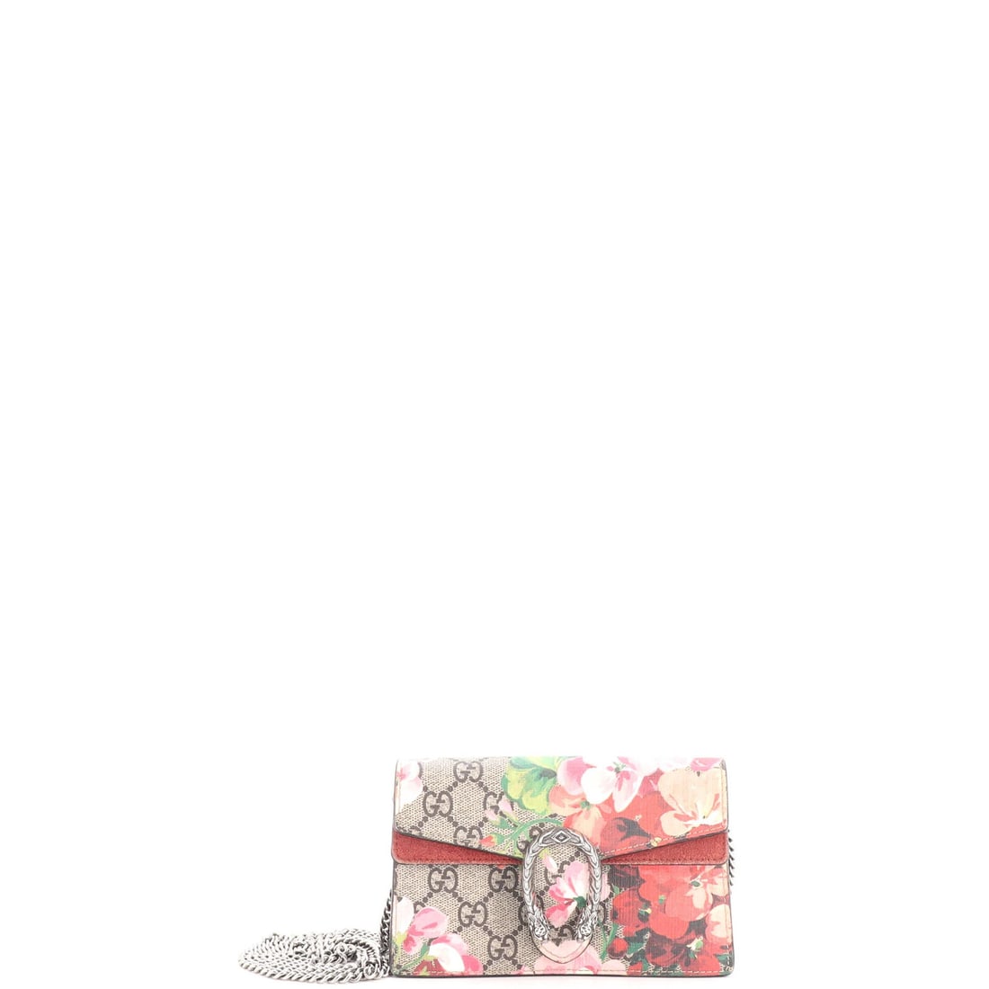 Print Blooms Bag Dionysus Coated Gucci GG Mini Canvas: Print Blooms Bag Dionysus Coated Gucci GG Mini Canvas The Dionysus Coated Gucci GG Mini Canvas bag boasts a unique Blooms Print design, adding a touch of elegance to its compact Super Mini size. With
