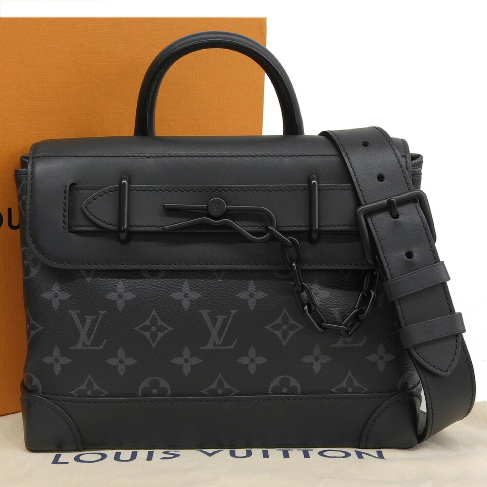 Eclipse of Monogram Handbag Louis Vuitton: Eclipse of Monogram Handbag Louis Vuitton Monogram Eclipse handbag from Louis Vuitton, featuring the iconic Monogram Eclipse pattern. This stylish and sophisticated bag measures 18.5cm x 24cm x