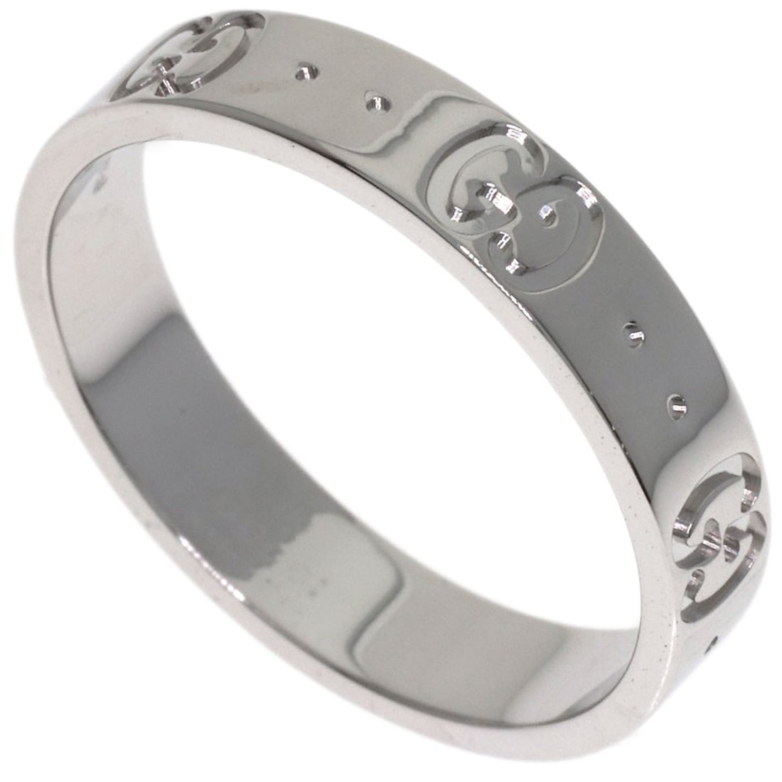 K18 White Gold Ring Gucci Icon: K18 White Gold Ring Gucci Icon K18 White Gold Ring Gucci Icon - A sleek and sophisticated ring crafted from high-quality K18 white gold, featuring the iconic Gucci style. This silver-toned