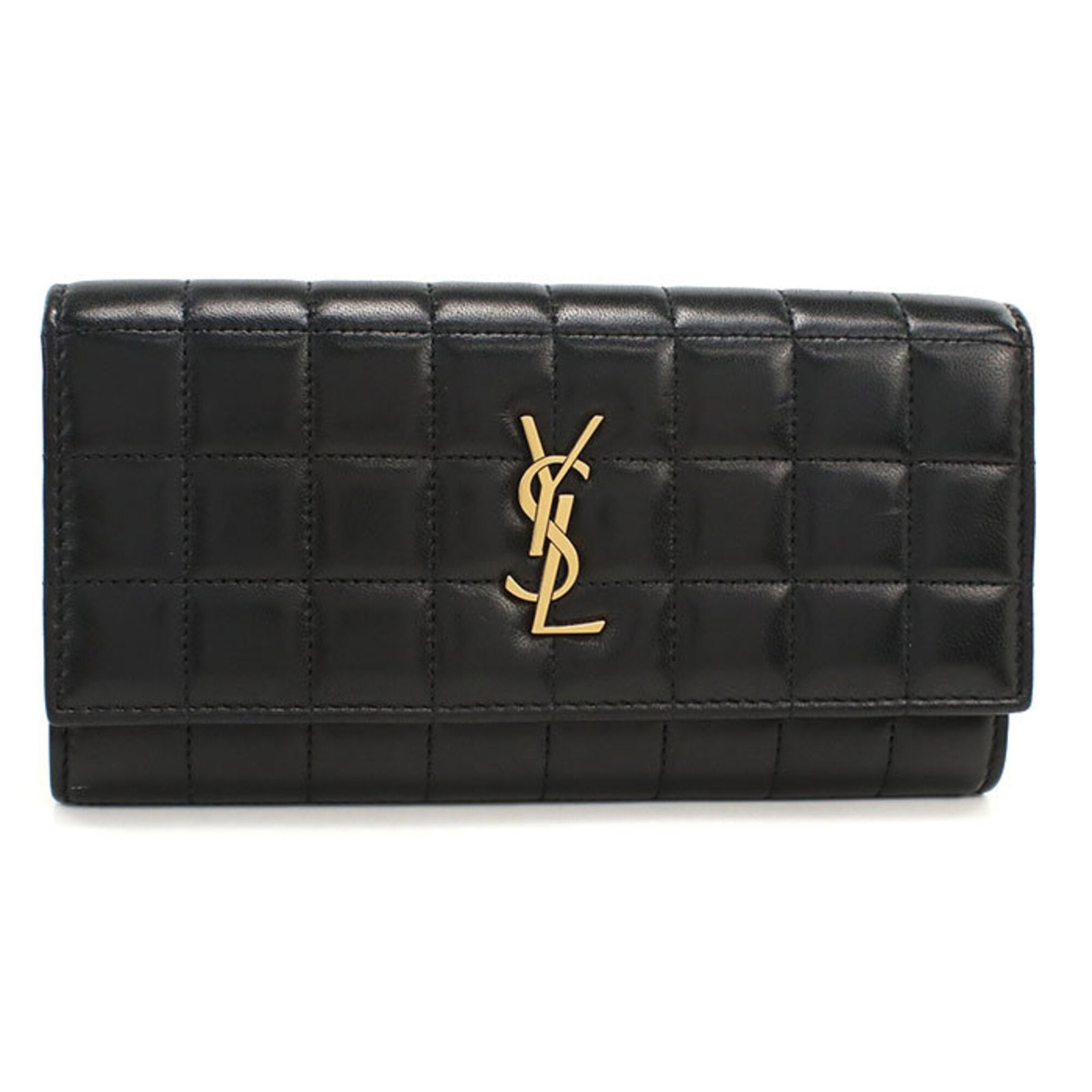 Saint Laurent Wallet Long Bi Fold Leather: Saint Laurent Wallet Long Bi Fold Leather Long and sleek, this Saint Laurent Long Bi Fold Leather wallet features a classic design with luxurious lambskin material in black. Measuring 10cm x 19cm x