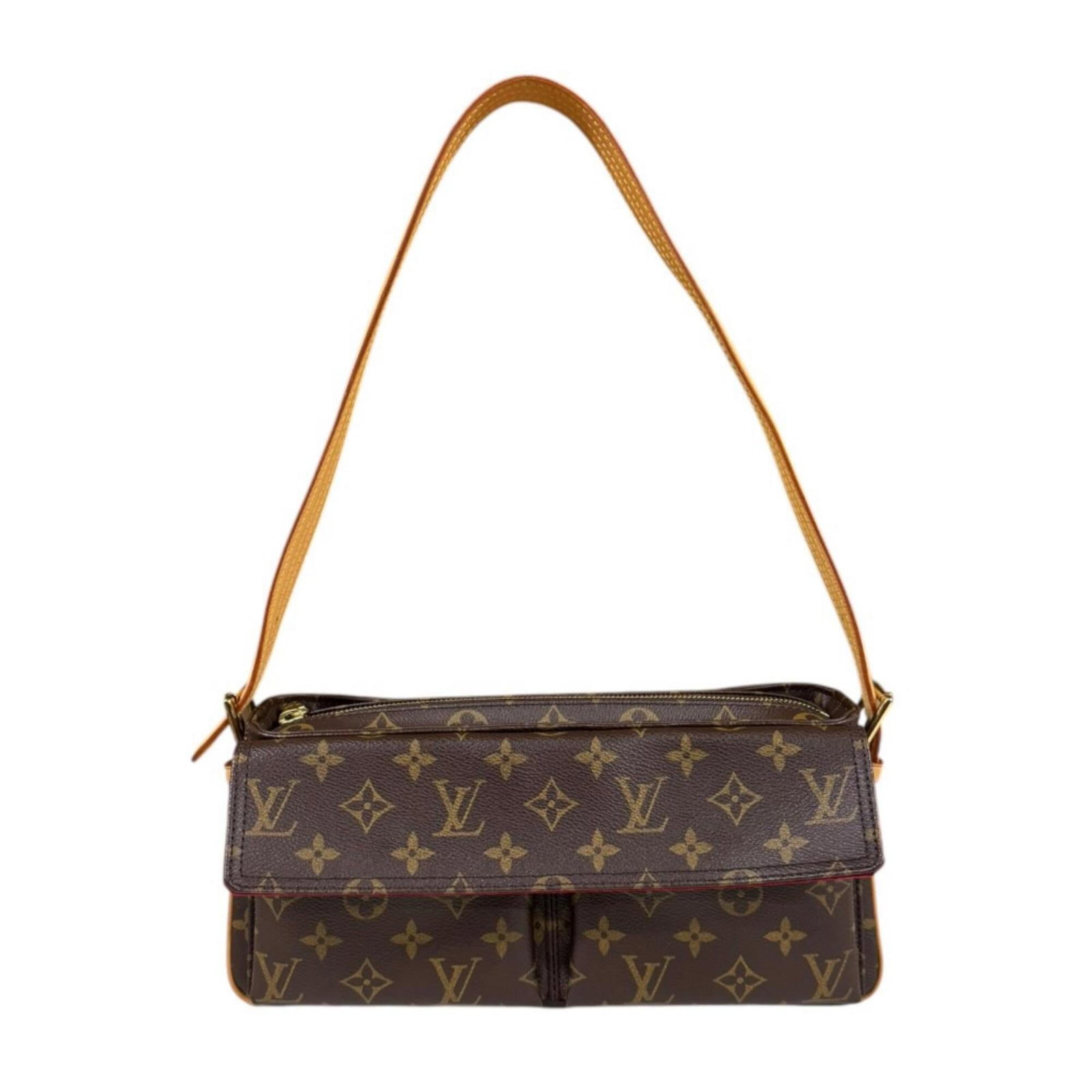 Shoulder bag Monogram Louis Vuitton: Shoulder bag Monogram Louis Vuitton Monogram Louis Vuitton shoulder bag in rich brown, featuring the iconic monogram pattern. This handbag boasts a sturdy design with a zipper closure and adjustable