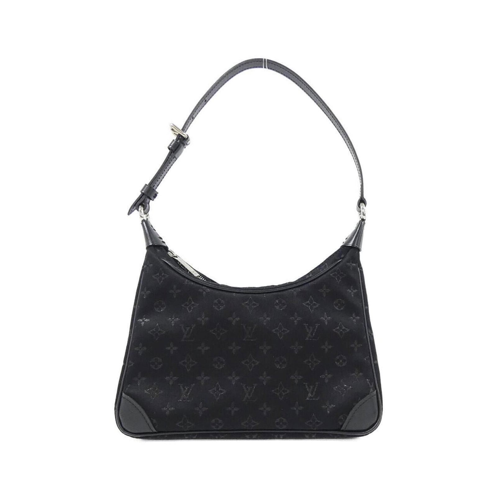 Vuitton Louis Satin Bag Shoulder: Vuitton Louis Satin Bag Shoulder Satin-finished exterior and silver hardware add sleek sophistication to this black Louis Vuitton shoulder bag. The compact size, measuring just 15cm x 20cm x 5cm,