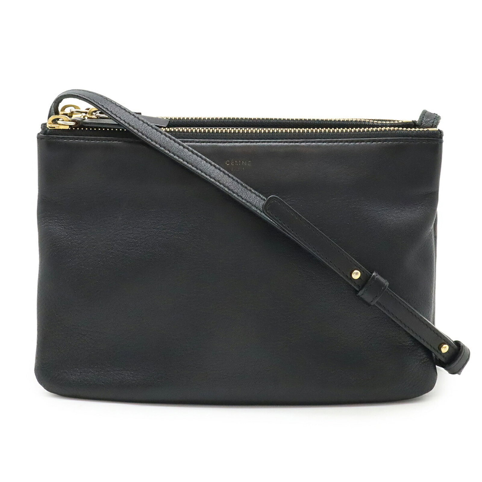 Celine Pochette Pouch Shoulder Bag Leather: Celine Pochette Pouch Shoulder Bag Leather Black leather Celine Pochette Pouch Shoulder Bag with classic design and sleek silhouette. Made from high-quality Italian leather, this shoulder bag features