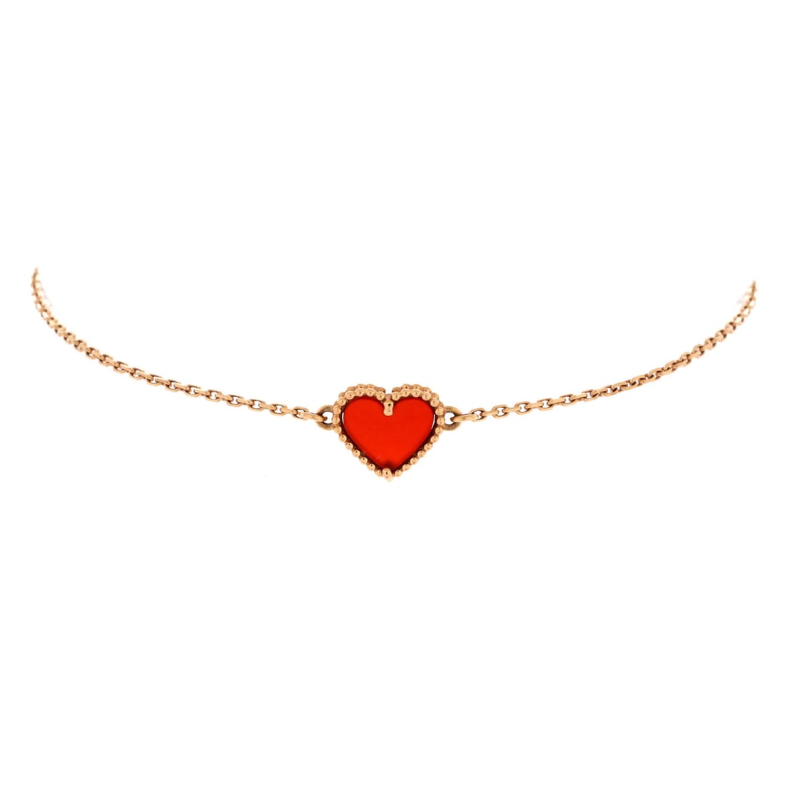 Van Cleef & Arpels Sweet Alhambra Heart Bracelet 18K Rose Gold with Carnelian (1 of 3)