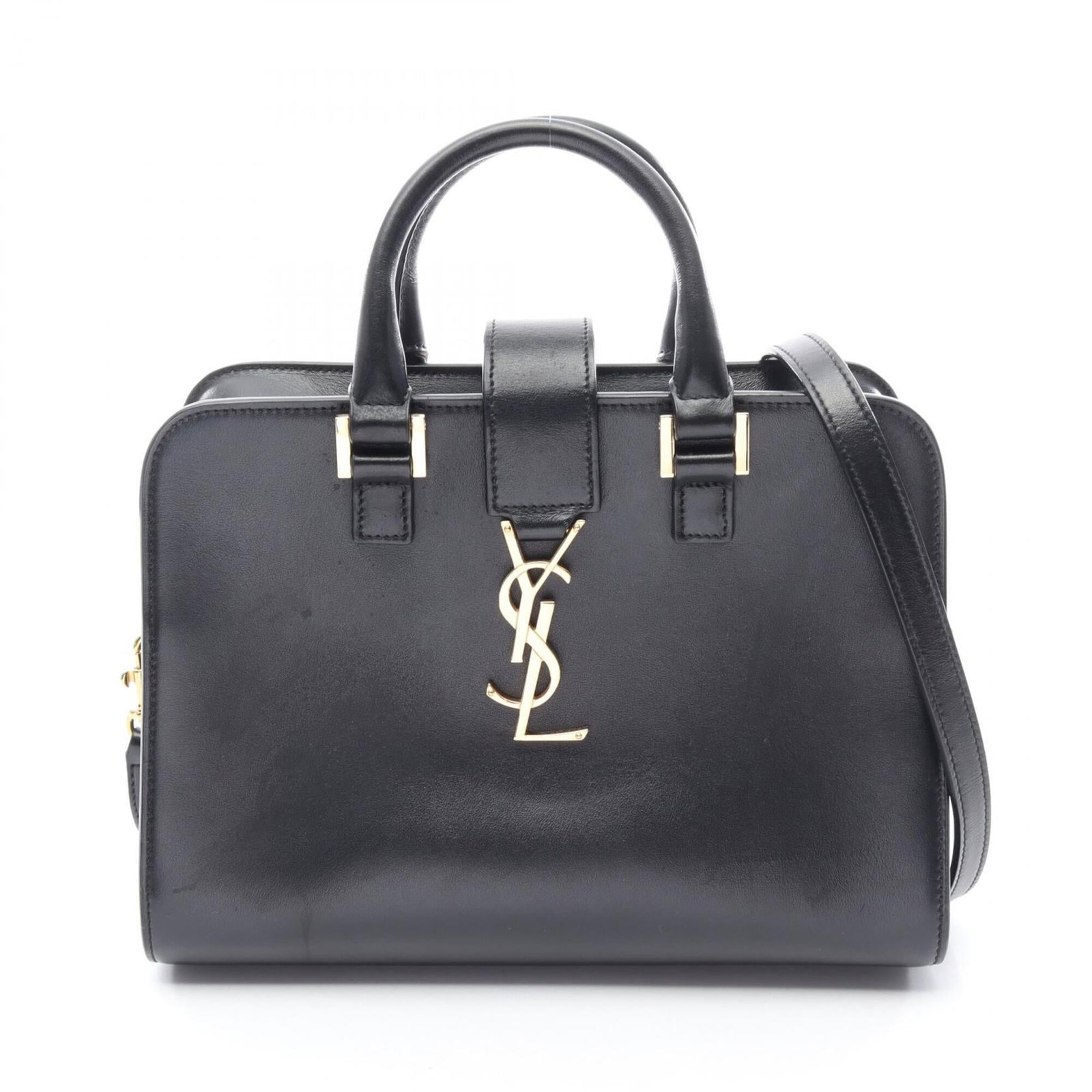 Yves Saint Laurent Handbag Leather: Yves Saint Laurent Handbag Leather Black leather Yves Saint Laurent handbag with dimensions 19cm x 26cm x 12.5cm, featuring high-quality materials and classic design. This stylish bag is made from