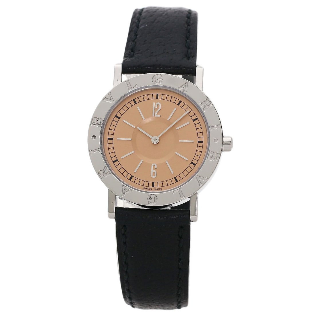 Stainless Steel Bvlgari Watches Bb33Sl Leather: Stainless Steel Bvlgari Watches Bb33Sl Leather Stainless Steel Bvlgari Watches Bb33Sl Leather - A sleek and sophisticated timepiece, this stainless steel watch boasts a silver case with a salmon pink
