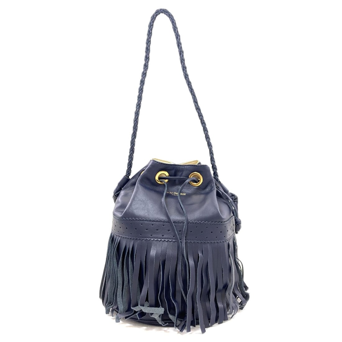 Shoulder bag leather drawstring fringe bag Davidson J&M: Shoulder bag leather drawstring fringe bag Davidson J&M Navy leather shoulder bag with drawstring fringe, perfect for everyday carry. The Davidson J&M style features a classic design with a touch of