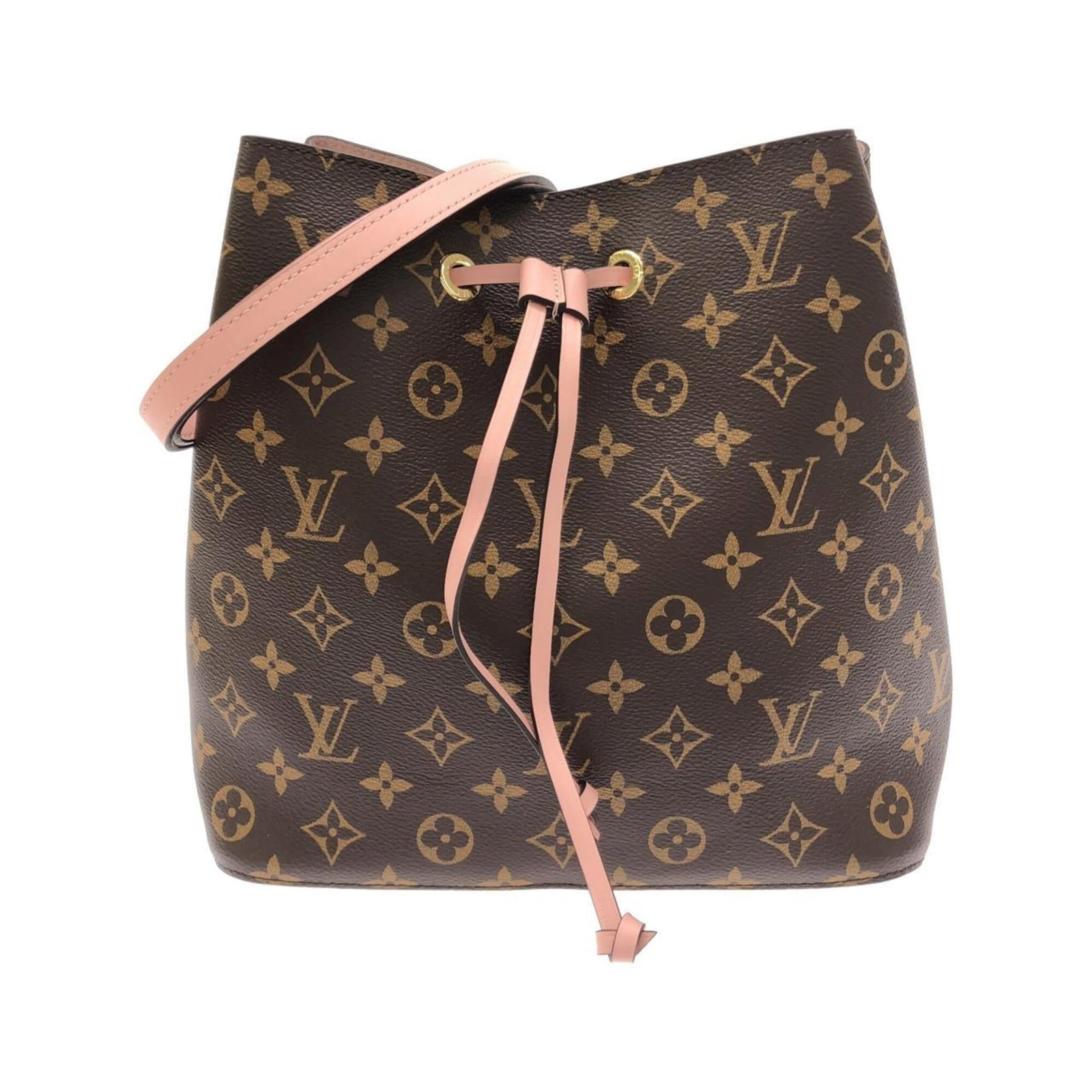 Shoulder bag coated canvas by Louis Vuitton: Shoulder bag coated canvas by Louis Vuitton Coated canvas by Louis Vuitton, featuring the iconic M44022 design in Marron and Rose Poudre hues. This shoulder bag boasts a timeless gold hardware