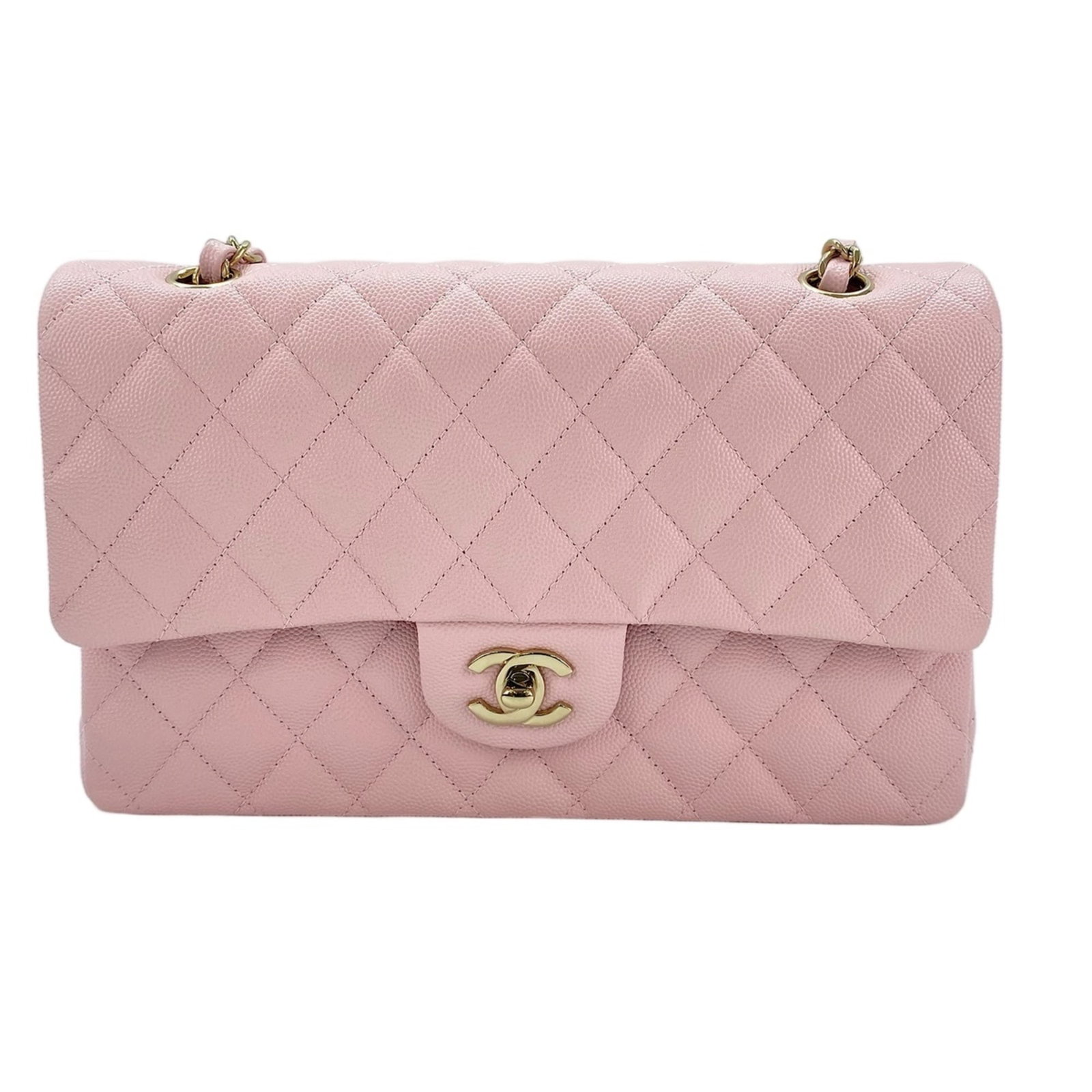 Shoulder Bag by Chanel: Shoulder Bag by Chanel Pink Matelasse Shoulder Bag by Chanel, measuring 15cm x 25cm x 7cm, features a strap length of 54cm. This stylish bag boasts a classic design with clean lines and a timeless aes