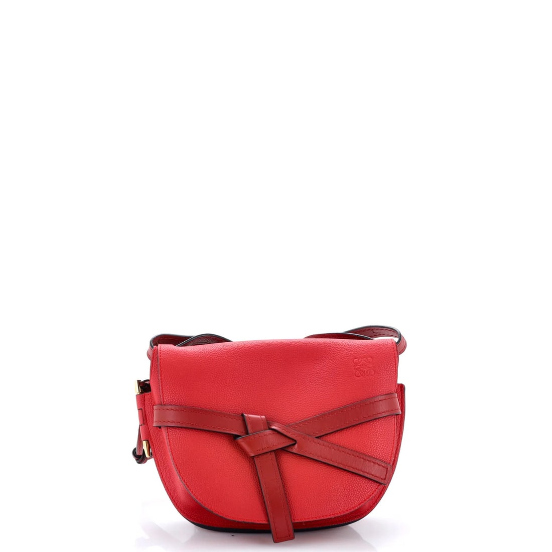 Small Leather Gate Shoulder Bag Loewe: Small Leather Gate Shoulder Bag Loewe Small Leather Gate Shoulder Bag Loewe in Red, featuring high-quality exterior leather with minor creases and scuffs. The bag's interior boasts luxurious suede