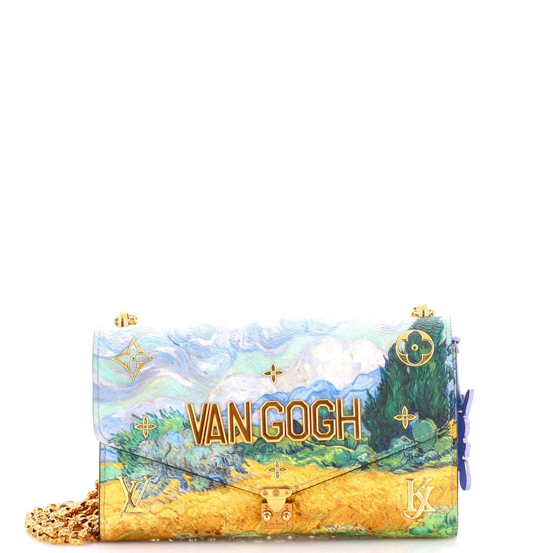 Limited Edition Louis Vuitton Chain Wallet Van Gogh Print Jeff Koons Canvas: Limited Edition Louis Vuitton Chain Wallet Van Gogh Print Jeff Koons Canvas Chain Wallet with Van Gogh Print by Louis Vuitton, Canvas Exterior and Leather Interior. This limited edition cross body