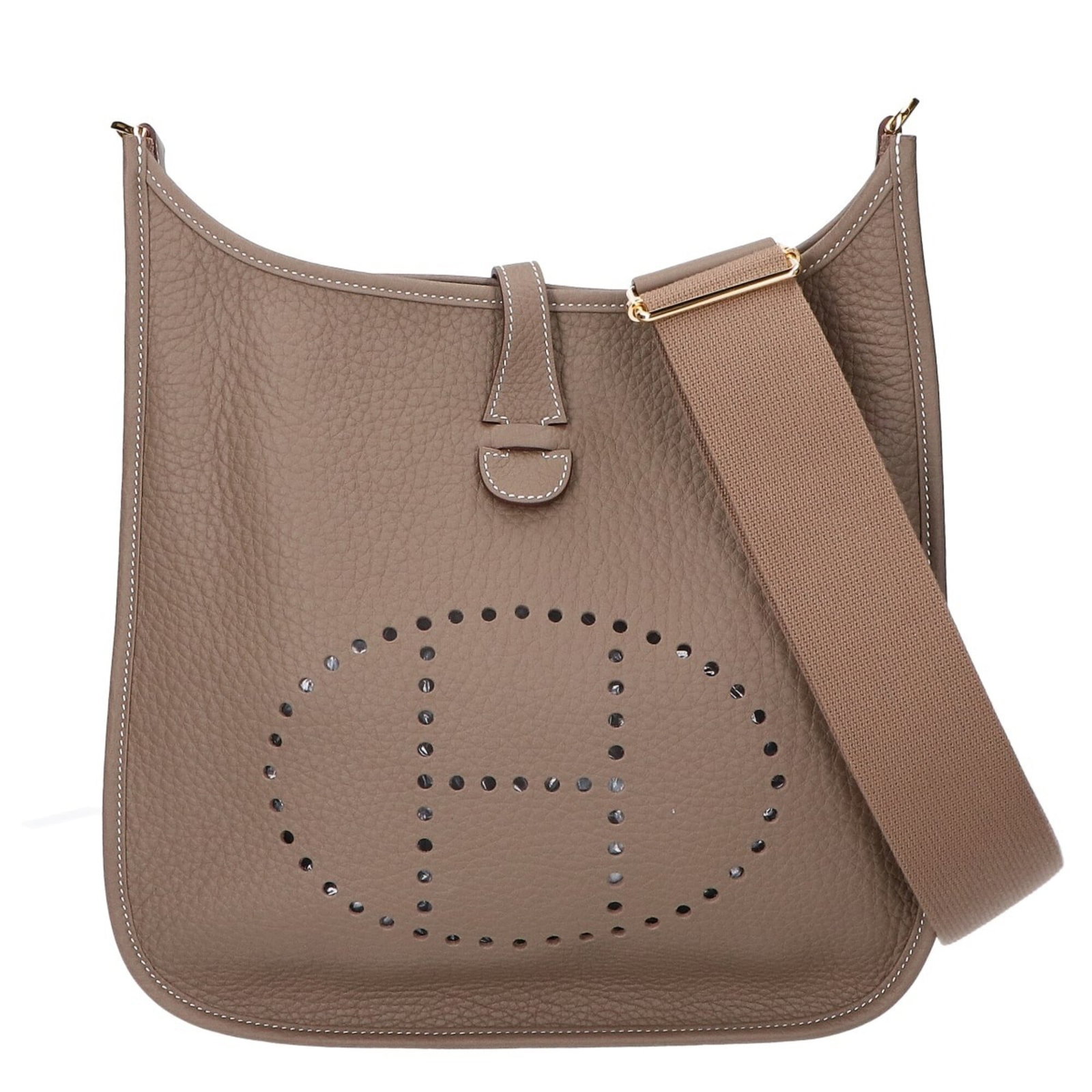 Clemence Taurillon Leather Shoulder Bag Hermes: Clemence Taurillon Leather Shoulder Bag Hermes Clemence Taurillon Leather Shoulder Bag by Hermes - A timeless and sophisticated accessory, this Etoupe gray shoulder bag features high-quality Taurillon