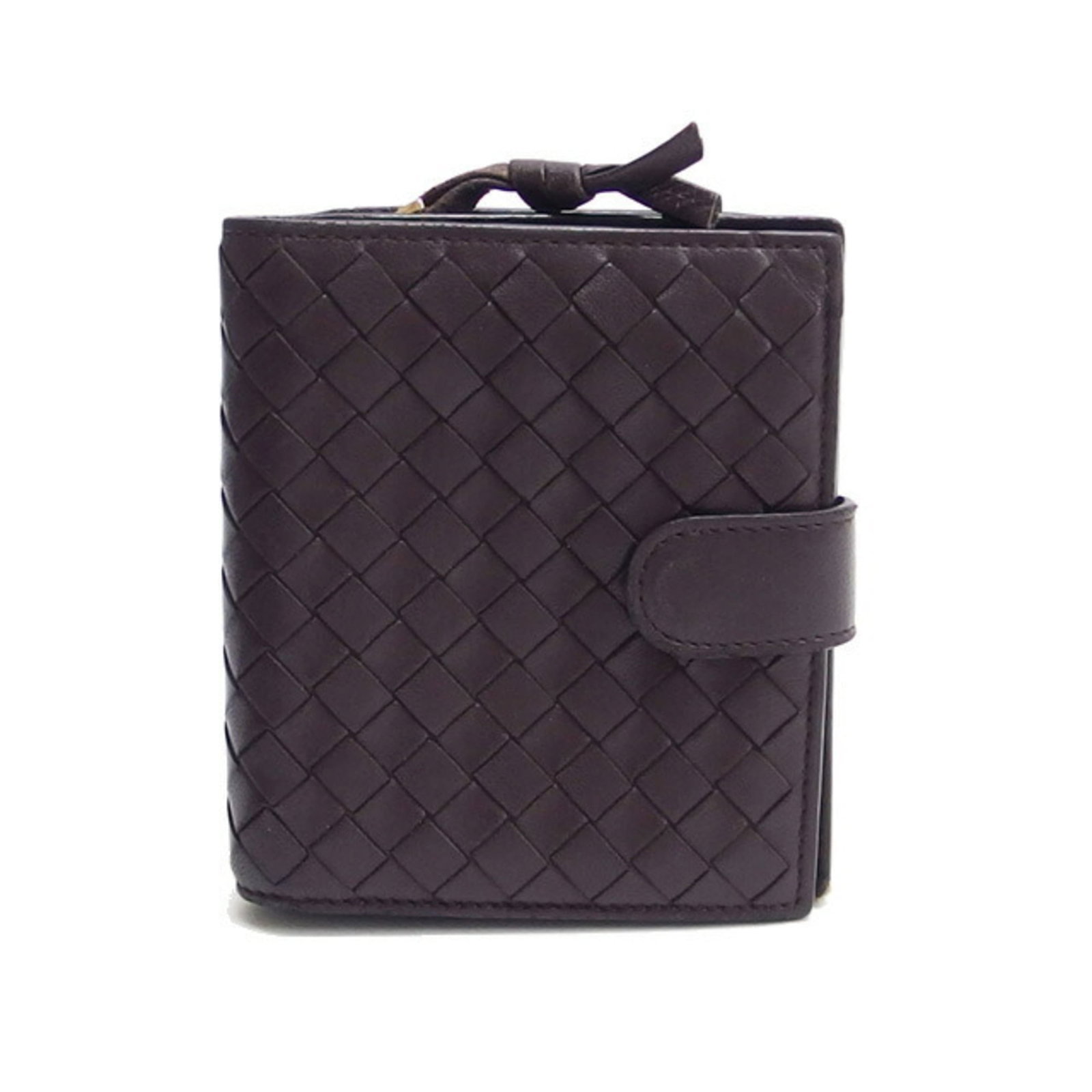 Veneta Bottega Bi Fold Leather Wallet: Veneta Bottega Bi Fold Leather Wallet The Veneta Bottega Bi Fold Leather Wallet boasts a sleek, dark brown lambskin exterior with a classic bi-fold design. Measuring just 11cm x 9.5cm x 2.5cm, this co