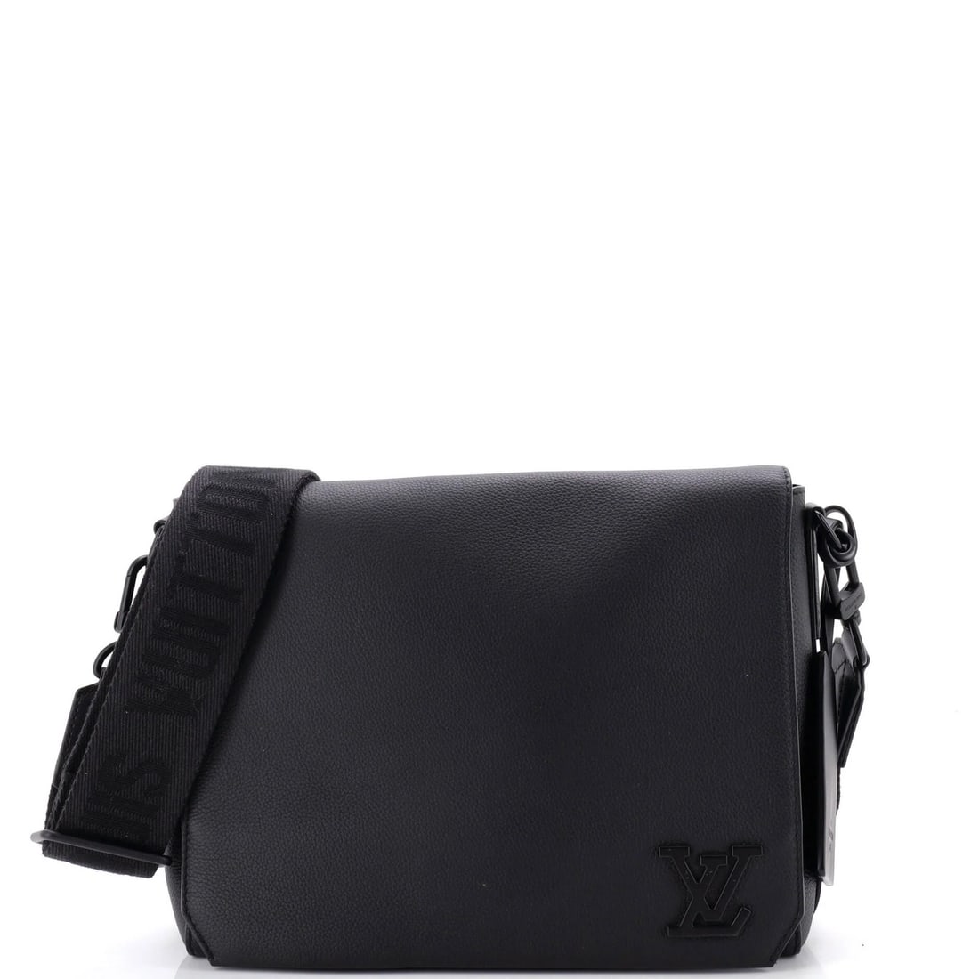 Aerogram Messenger Bag Leather Louis Vuitton: Aerogram Messenger Bag Leather Louis Vuitton The Aerogram Messenger Bag in black leather from Louis Vuitton boasts classic style with clean lines and a timeless design. Measuring 9.5" tall, 11" wide, 