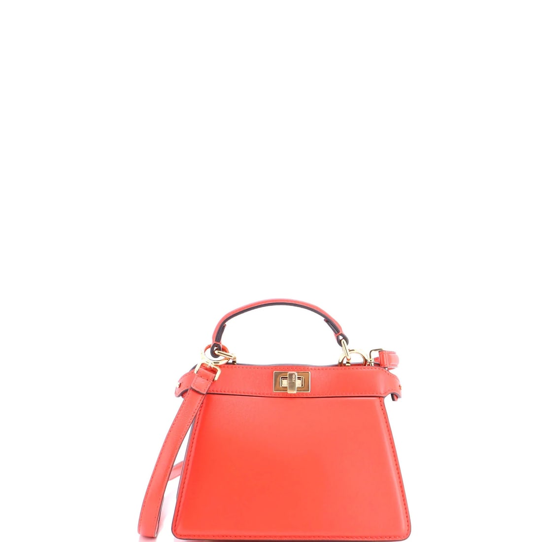 Leather petite bag Peekaboo ISeeU Fendi: Leather petite bag Peekaboo ISeeU Fendi Red Leather Peekaboo ISeeU Fendi Cross Body Bag with Gold Hardware, featuring minor scuffs on exterior and interior. This petite bag measures 6" tall, 8" wide, 