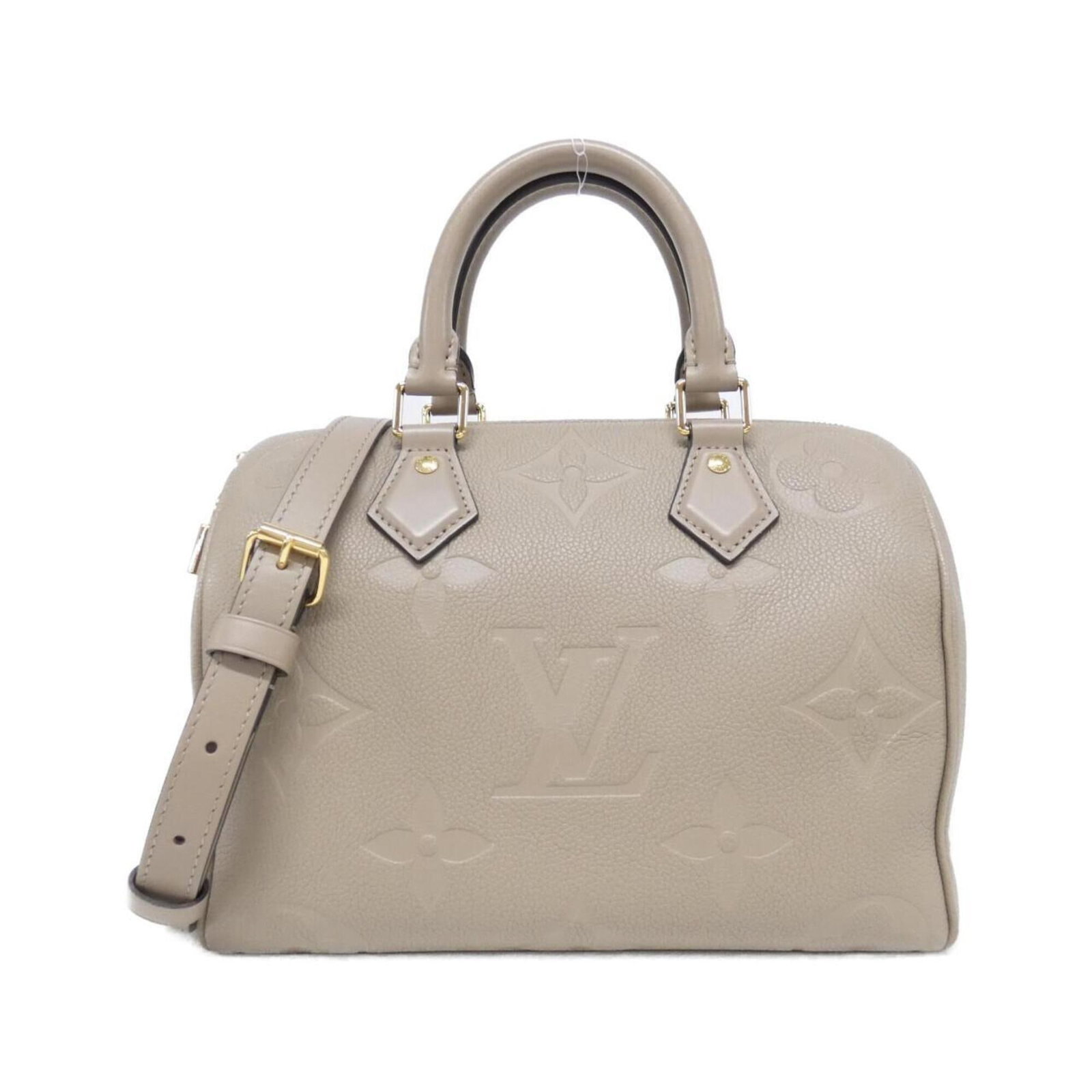 Louis Vuitton Boston Leather Bag: Louis Vuitton Boston Leather Bag The Louis Vuitton Boston Leather Bag boasts classic design with its iconic monogram pattern and tourterelle color. Crafted from high-quality calf leather, the bag