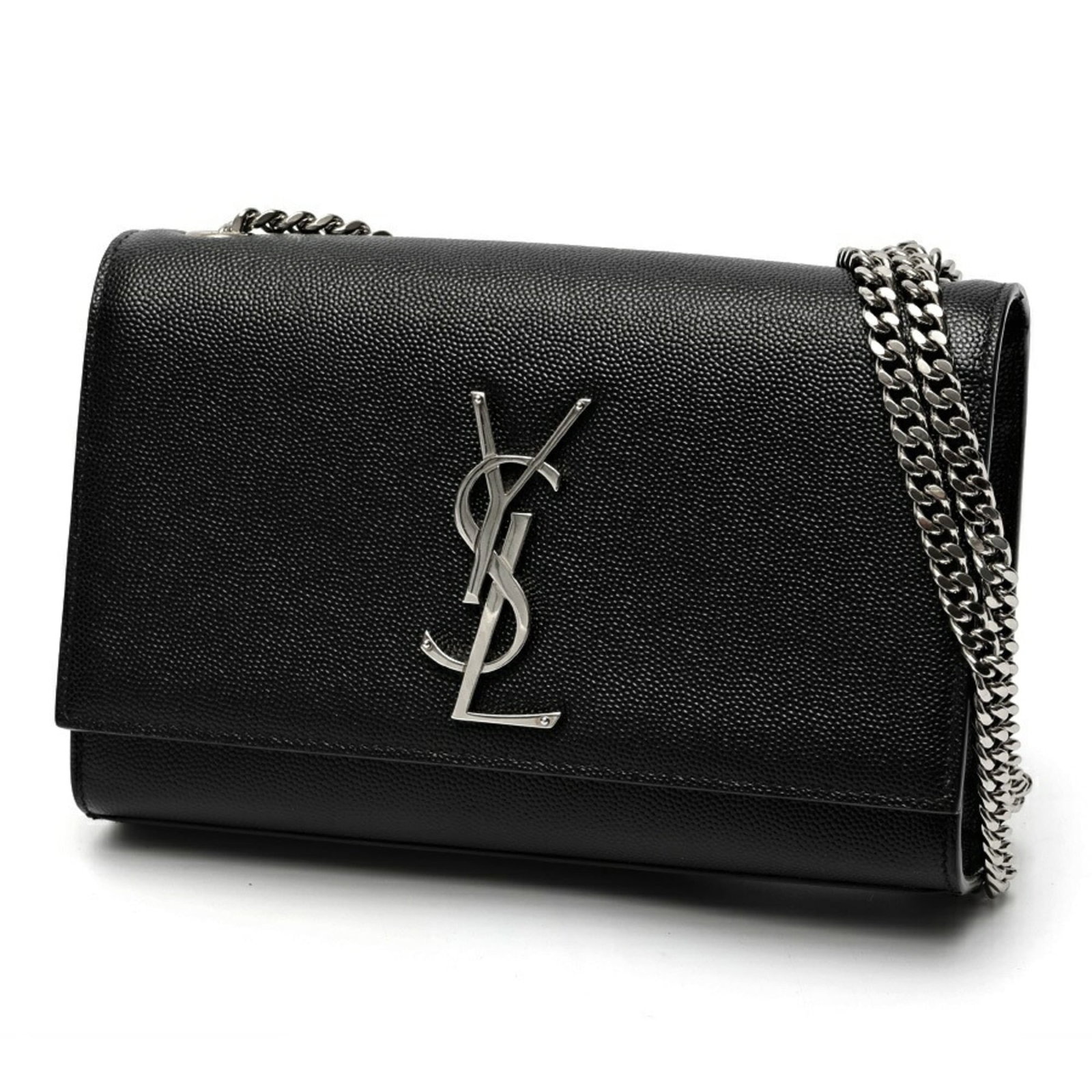 Saint Laurent Shoulder Bag Leather: Saint Laurent Shoulder Bag Leather Black Saint Laurent leather shoulder bag with classic design, measuring 12.5cm x 20cm x 5cm. Made from high-quality leather, this timeless piece features a sleek and