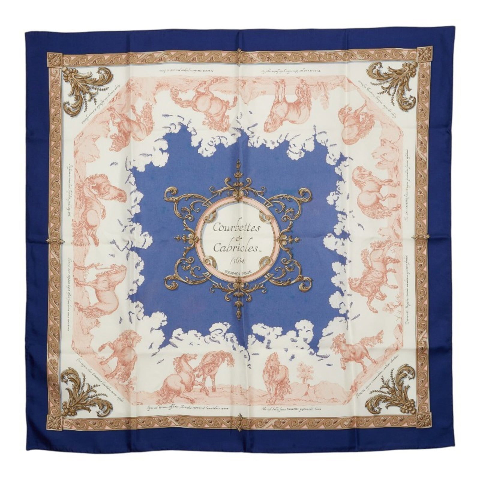 Hermes Silk Scarf: Hermes Silk Scarf Silk in blue and white hues, the Hermes scarf measures 86cm x 87cm, crafted from high-quality silk. Noted for its classic design, this scarf bears a signature. Made with attention to