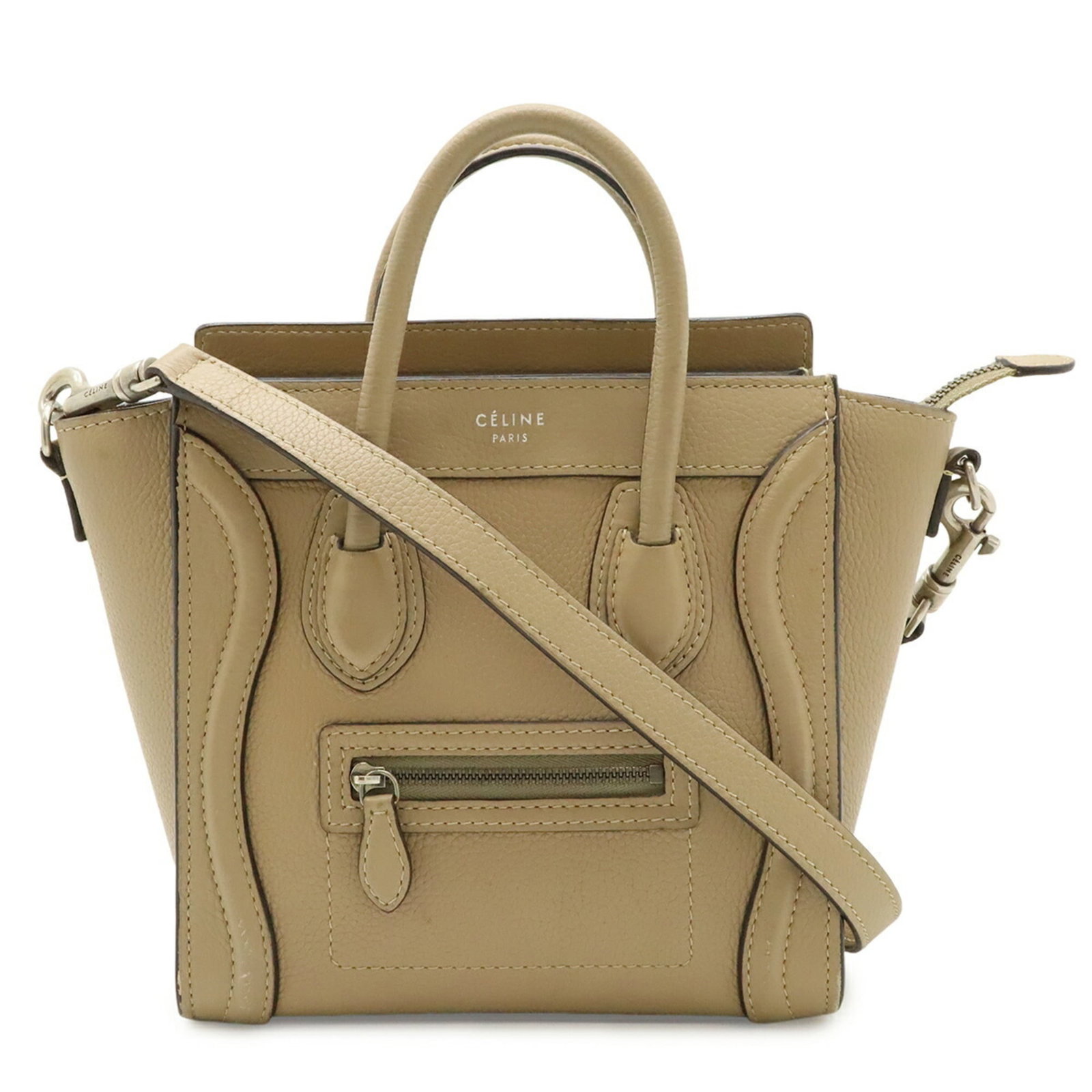 Celine Handbag Shoulder Bag Leather: Celine Handbag Shoulder Bag Leather The Celine Handbag Shoulder Bag Leather features a classic design with a beige leather finish, measuring 19.5cm x 20cm x 9.5cm. Made from high-quality leather,