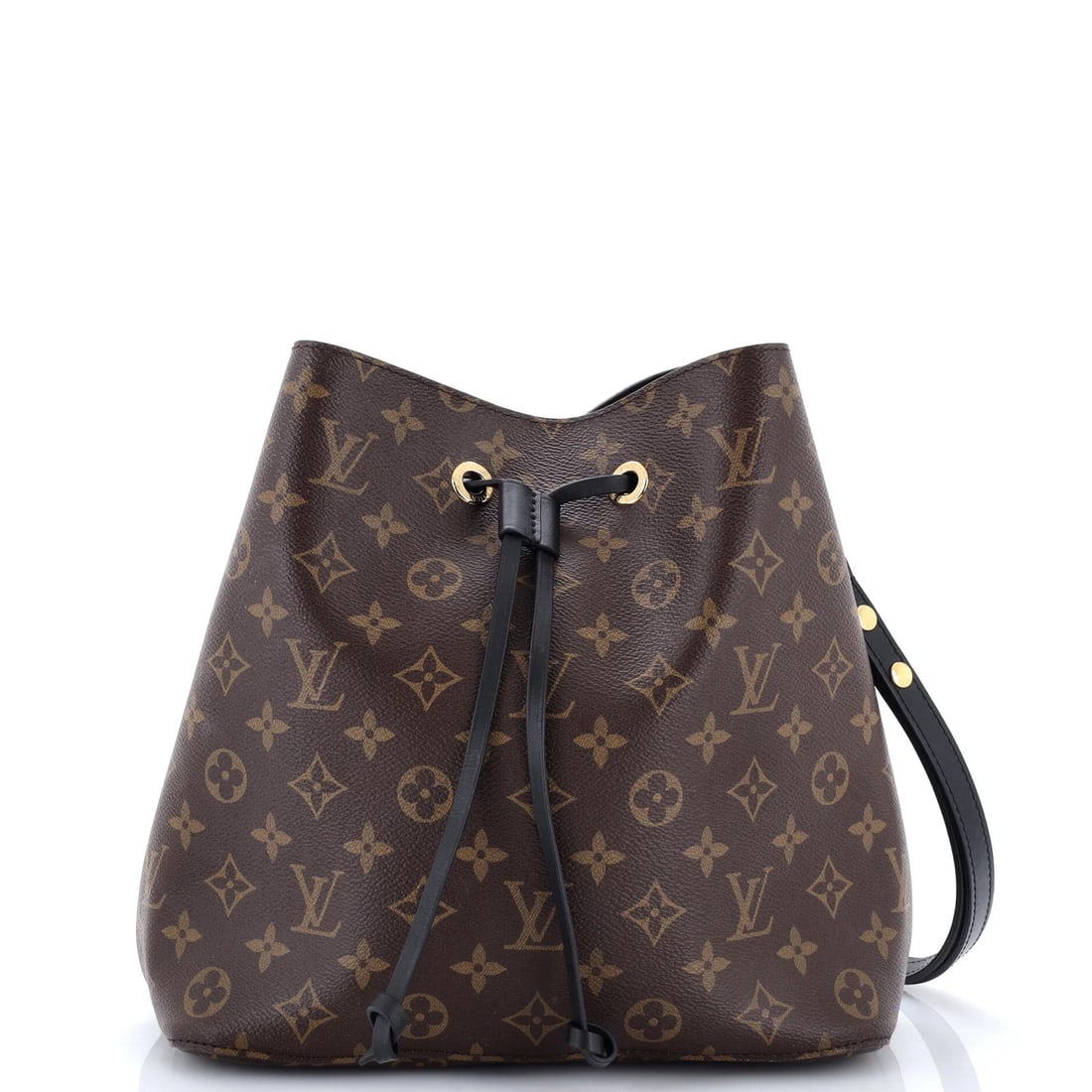Handbag Monogram Canvas Leather With Louis Vuitton NeoNoe MM: Handbag Monogram Canvas Leather With Louis Vuitton NeoNoe MM Canvas Coated Leather Louis Vuitton NeoNoe MM Bucket Handbag with Monogram Canvas Exterior in Black, Gold Hardware and Brown Interior.