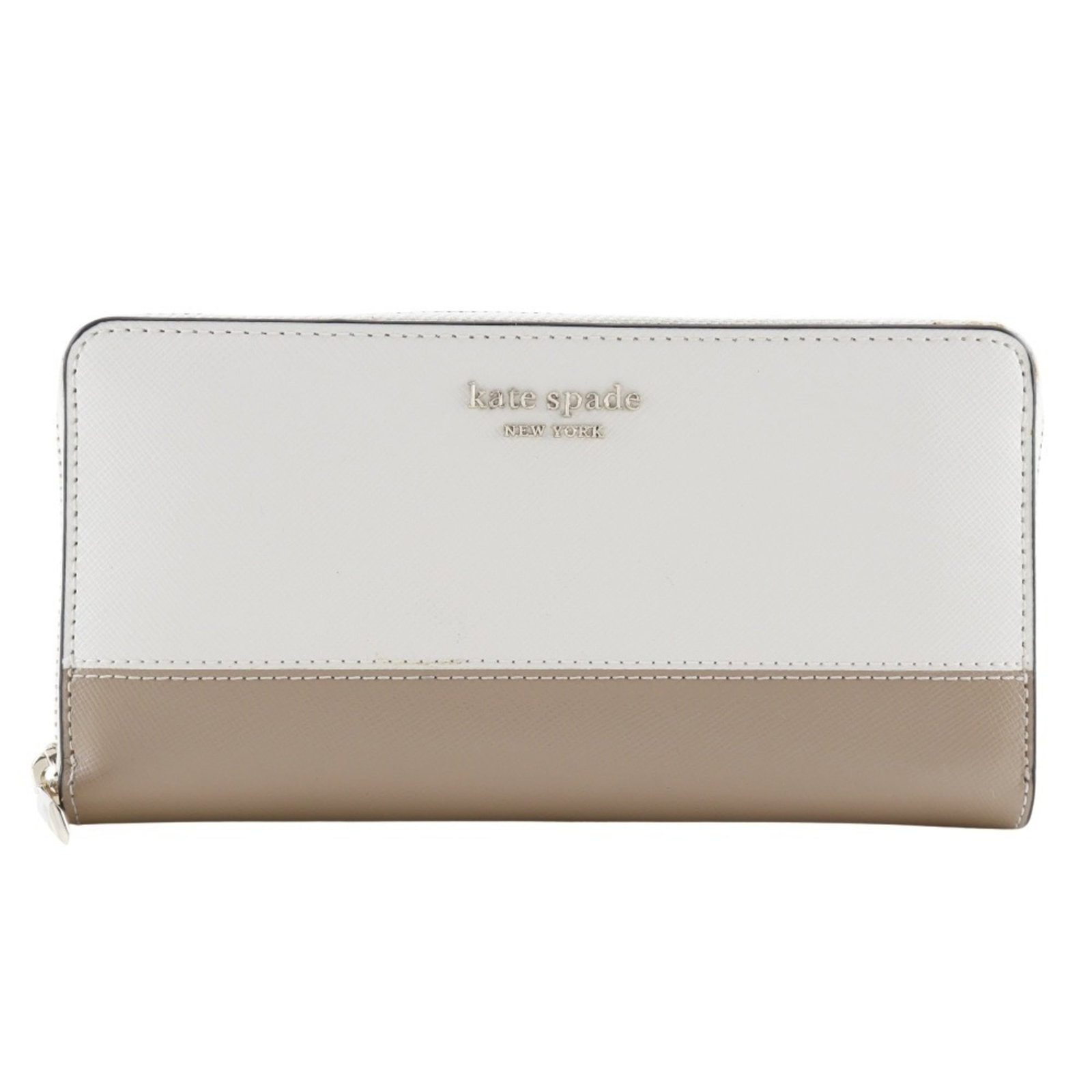 Kate spade long wallet bi fold leather: Kate spade long wallet bi fold leather Kate Spade's long bi-fold leather wallet features a classic design with clean lines and a timeless beige color. Made from high-quality leather, this wallet measu