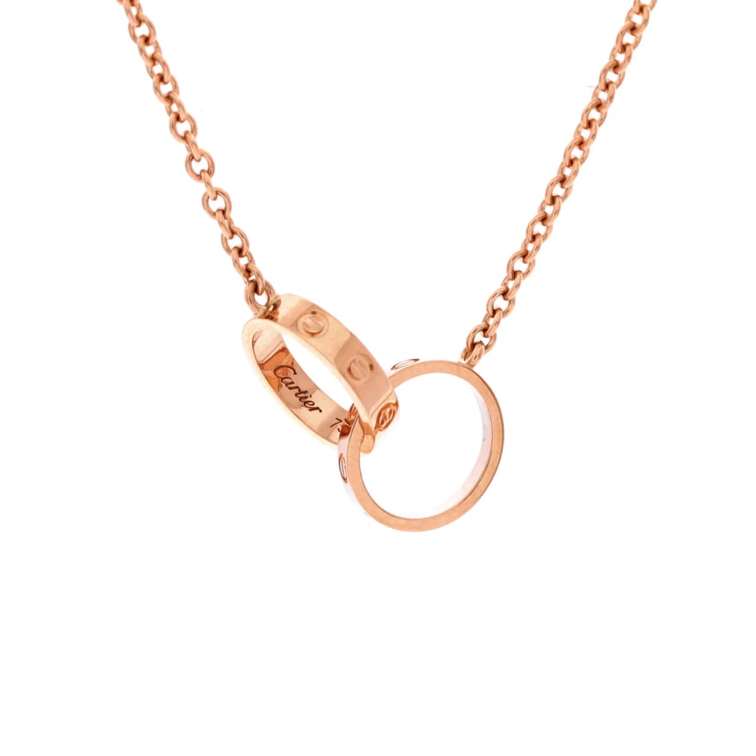 Interlocking necklace in 18k rose gold from Cartier: Interlocking necklace in 18k rose gold from Cartier 18k rose gold interlocking necklace from Cartier, featuring an unknown main stone set in a beautiful design. The necklace boasts excellent
