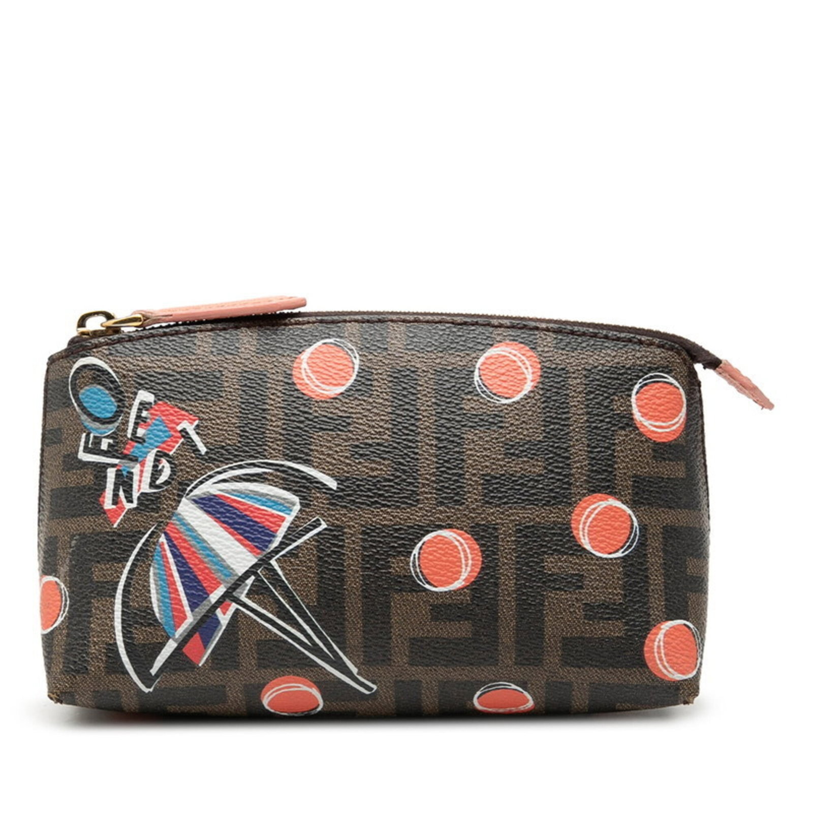Fendi Handbag Pouch Pvc: Fendi Handbag Pouch Pvc The Fendi Handbag Pouch Pvc is a stylish accessory made from high-quality PVC material, featuring a distinctive brown and multi-color design. Measuring 10cm x 17.5cm x 6cm, it
