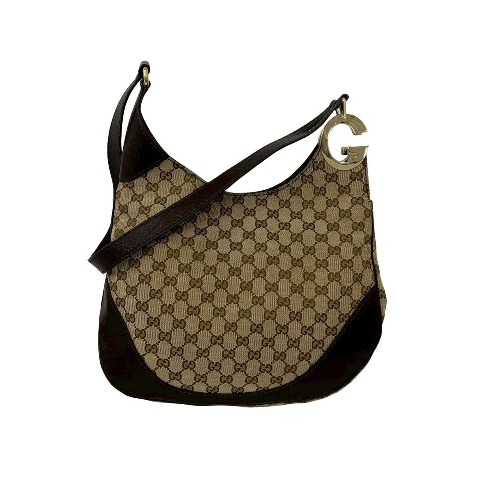 Canvas leather sling bag gucci shoulder bag: Canvas leather sling bag gucci shoulder bag Canvas leather sling bag with Gucci signature. This beige and brown canvas leather shoulder bag features a unique sling design, measuring 28cm x 35cm x