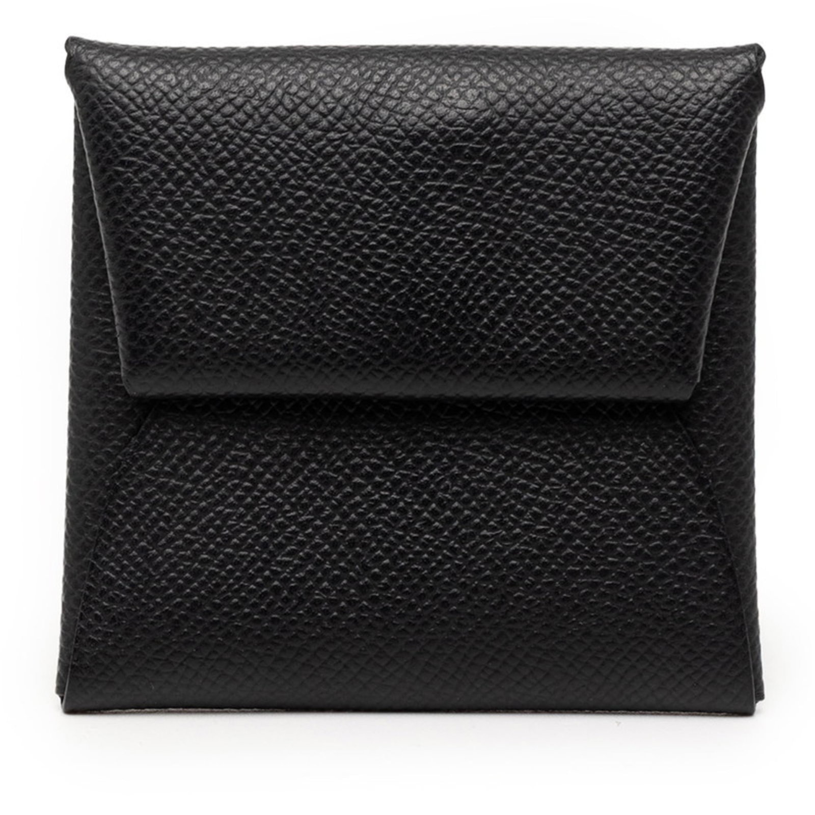 Hermes Coin Purse/ Coin Case Epsom Leather: Hermes Coin Purse/ Coin Case Epsom Leather Epsom leather craftsmanship shines in this sleek black coin purse from the Hermes Bastia line. With its compact size and precise dimensions, it's perfect