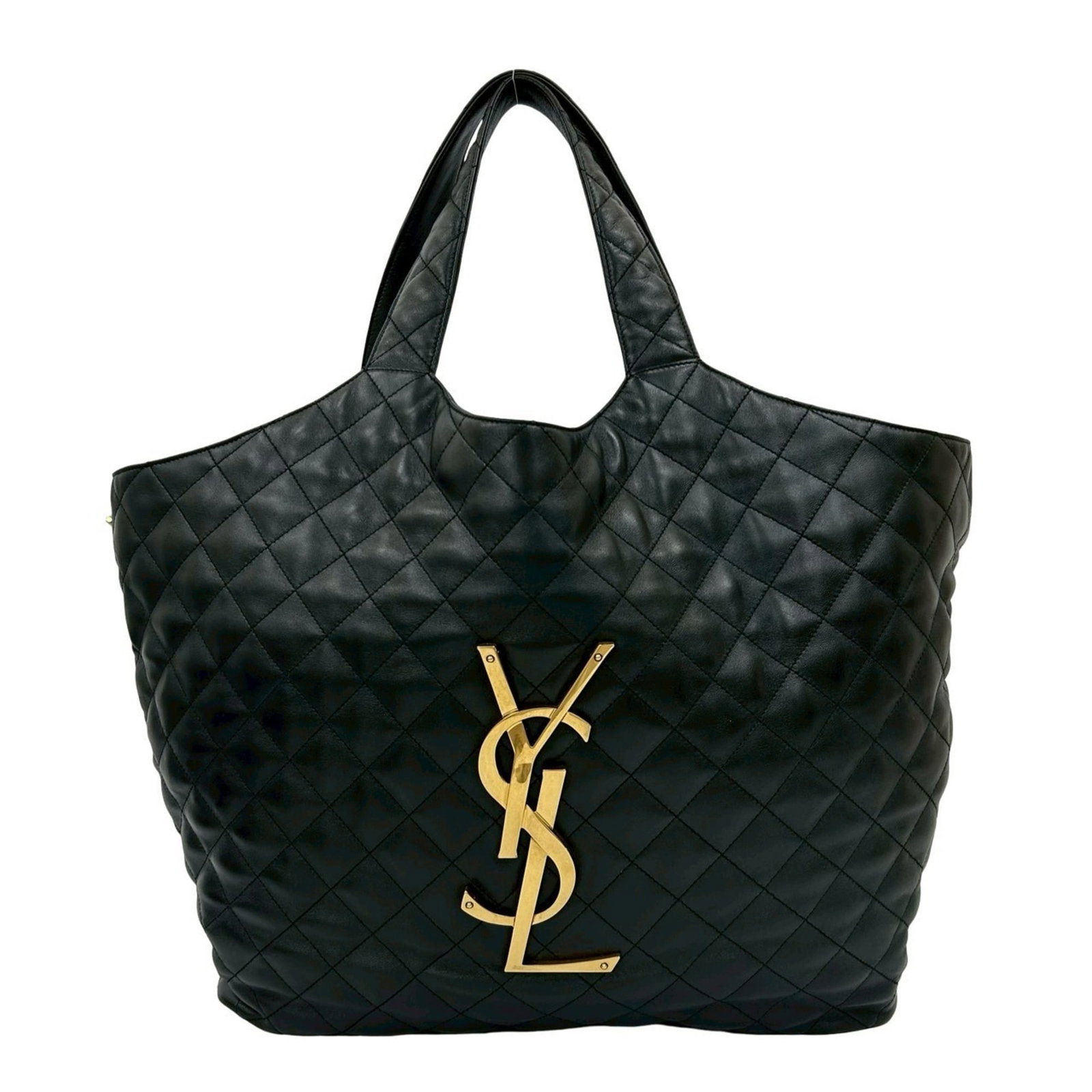 Saint Laurent Pouch Tote Bag Leather: Saint Laurent Pouch Tote Bag Leather Black Saint Laurent leather pouch tote bag with dimensions 37cm x 37cm x 9cm. This sleek and stylish bag features high-quality leather construction, perfect for