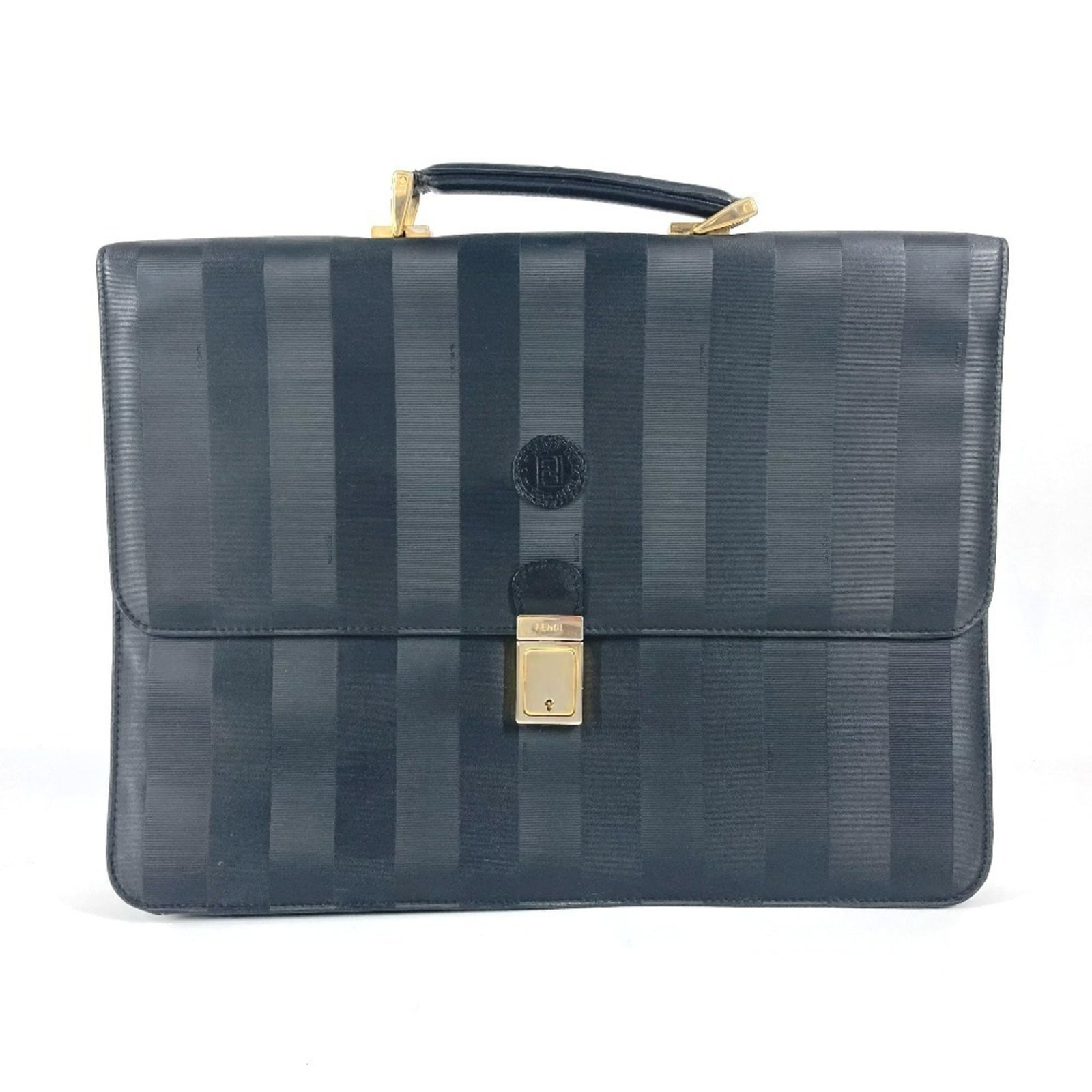 Fendi leather pvc tote handbag briefcase bag: Fendi leather pvc tote handbag briefcase bag Black Fendi PVC leather briefcase bag with classic design, measuring 31cm x 41.5cm x 7cm. Made from a combination of PVC and leather materials, this