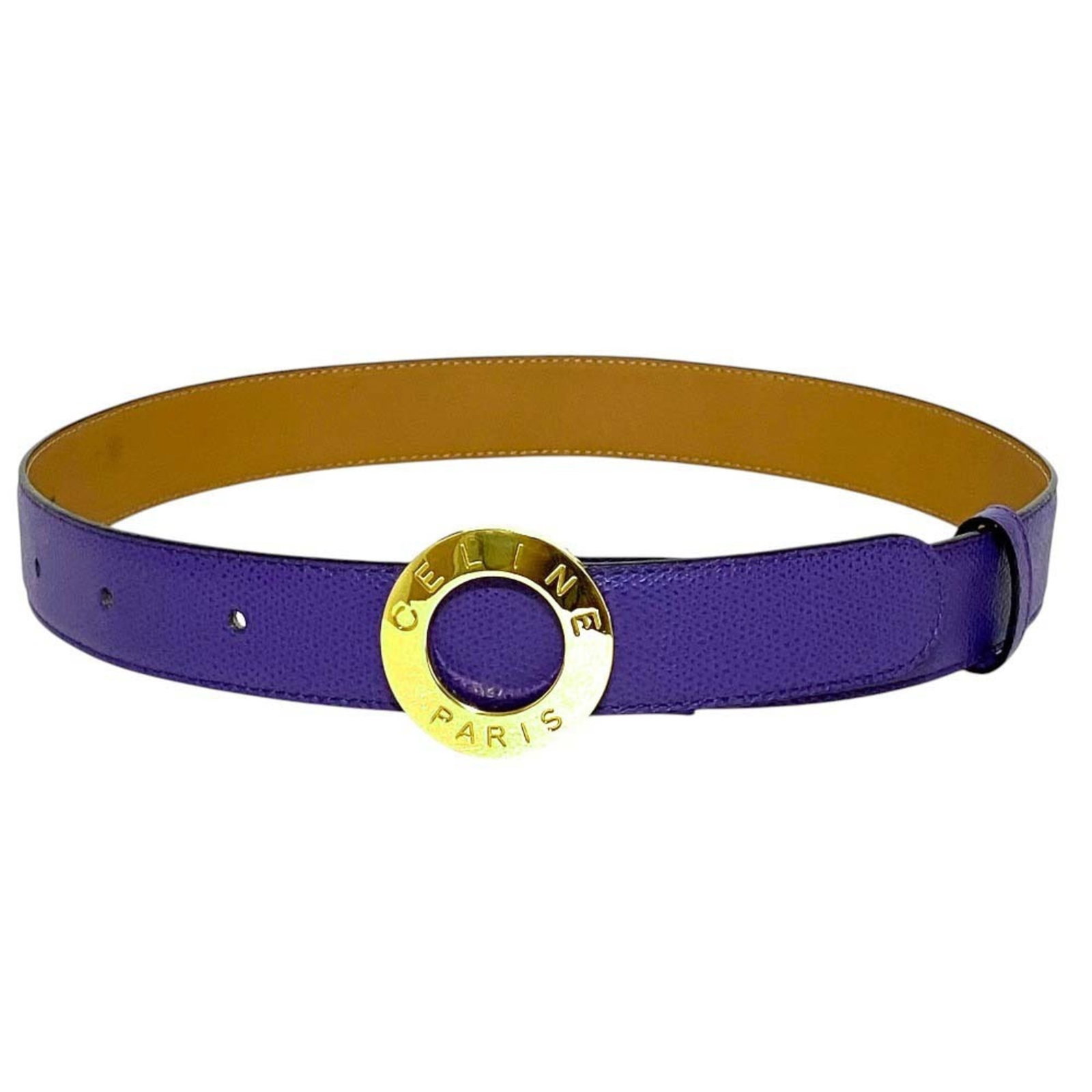 Standard Belt By Celine: Standard Belt By Celine Made from high-quality leather, this standard belt by Celine features a rich purple color and adjustable length. The belt's classic design makes it a versatile accessory for ev