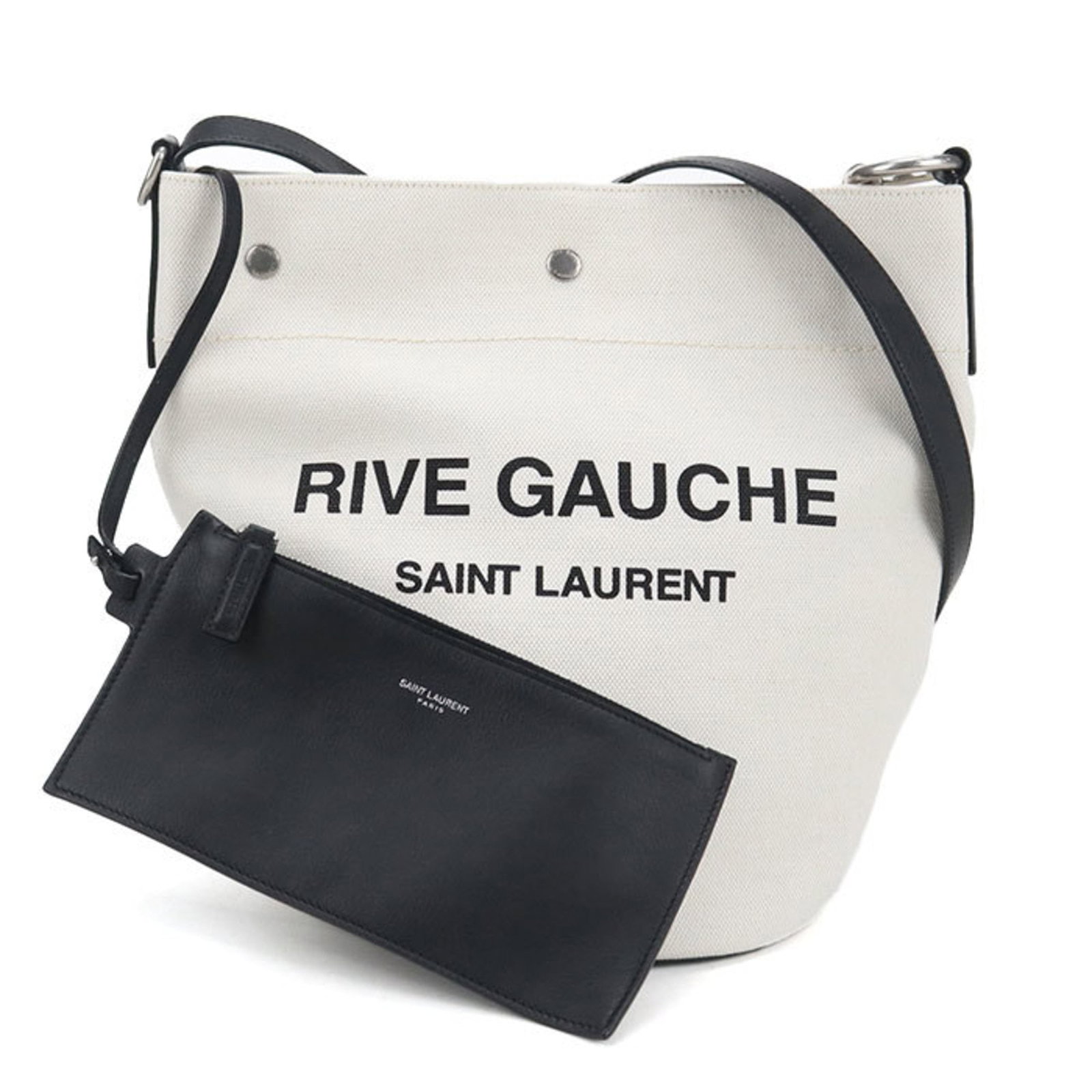 Saint Laurent Pouch Shoulder Bag: Saint Laurent Pouch Shoulder Bag The Saint Laurent Pouch Shoulder Bag features a crisp white canvas material and a classic design with clean lines. Measuring 27cm x 20cm x 20cm, it provides ample