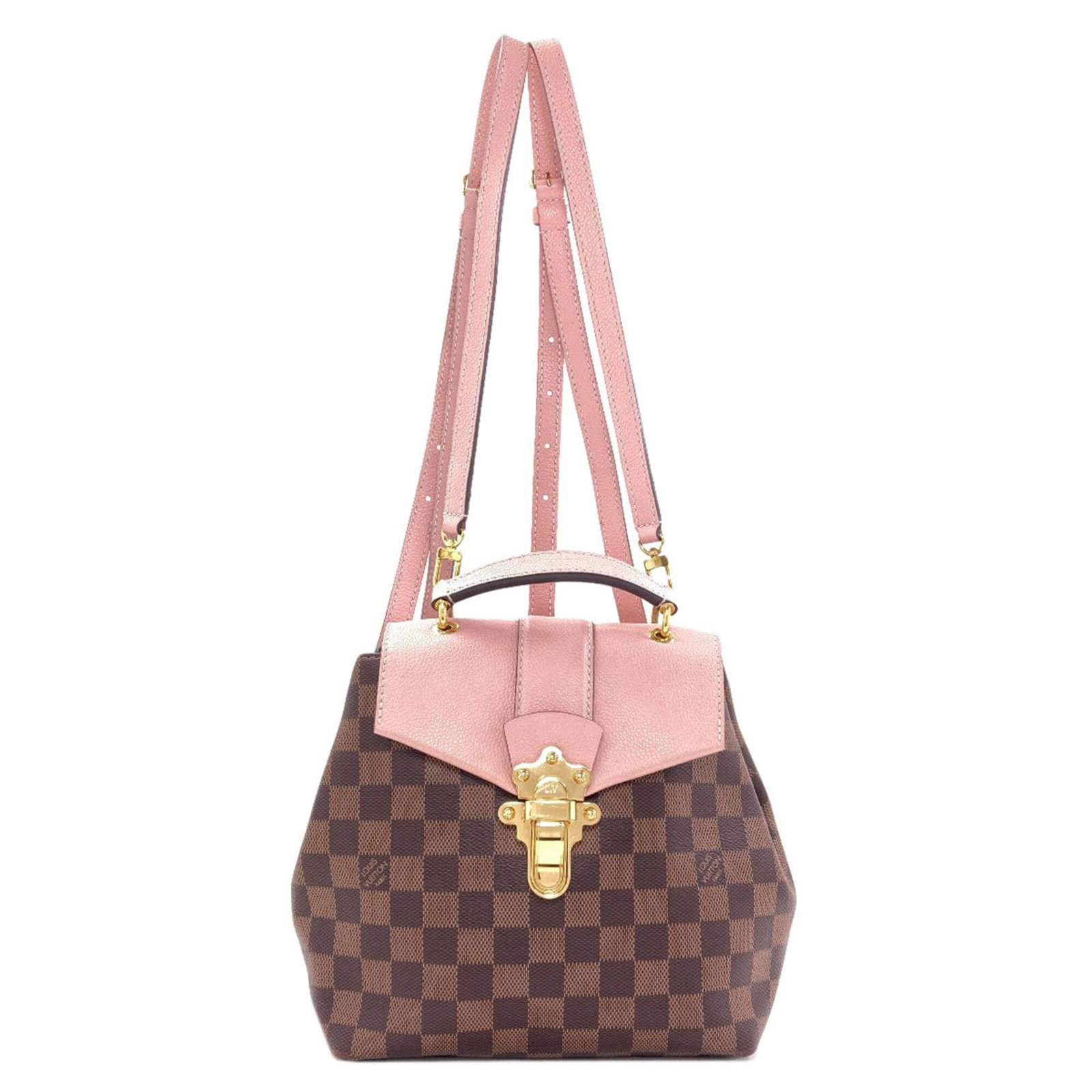 Vuitton Louis Damier Canvas Backpack: Vuitton Louis Damier Canvas Backpack Damier Canvas, Ebene, and Magnolia colors beautifully blend in this Louis Vuitton Louis Damier canvas backpack. Measuring 22cm x 19.5cm x 11cm, it offers a