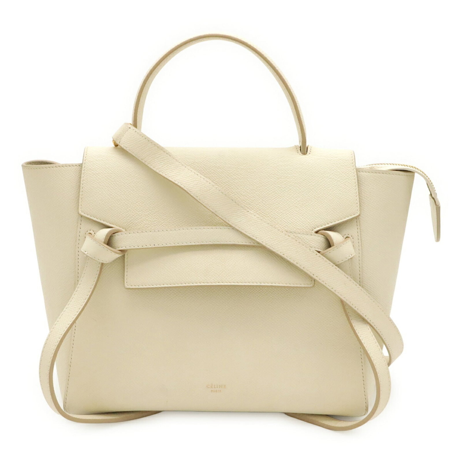 Shoulder Bag by Celine: Shoulder Bag by Celine The Celine shoulder bag boasts sleek, ivory tones and a compact size, making it perfect for everyday use. Measuring 22.5cm x 13cm, this stylish accessory features clean lines