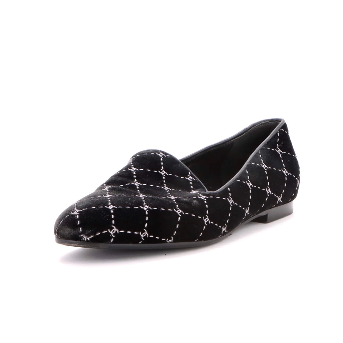 Chanel Women's CC Loafers Stitched Velvet (1 of 6)
