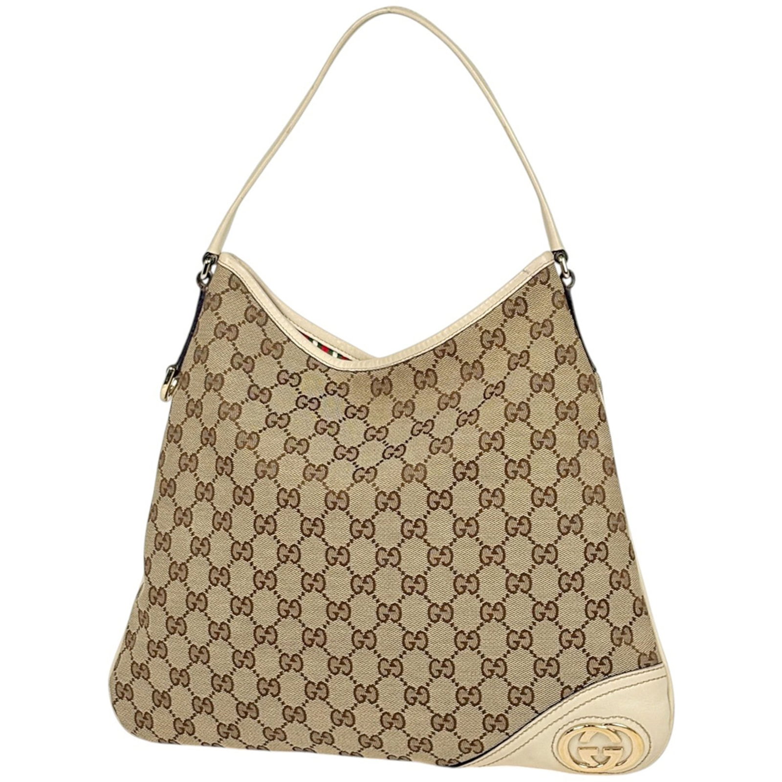 Shoulder Bag Canvas Gucci: Shoulder Bag Canvas Gucci Canvas Gucci shoulder bag with classic GG canvas design in beige and white. This stylish bag measures 27cm x 34cm x 2cm, making it a versatile accessory for everyday use. Its