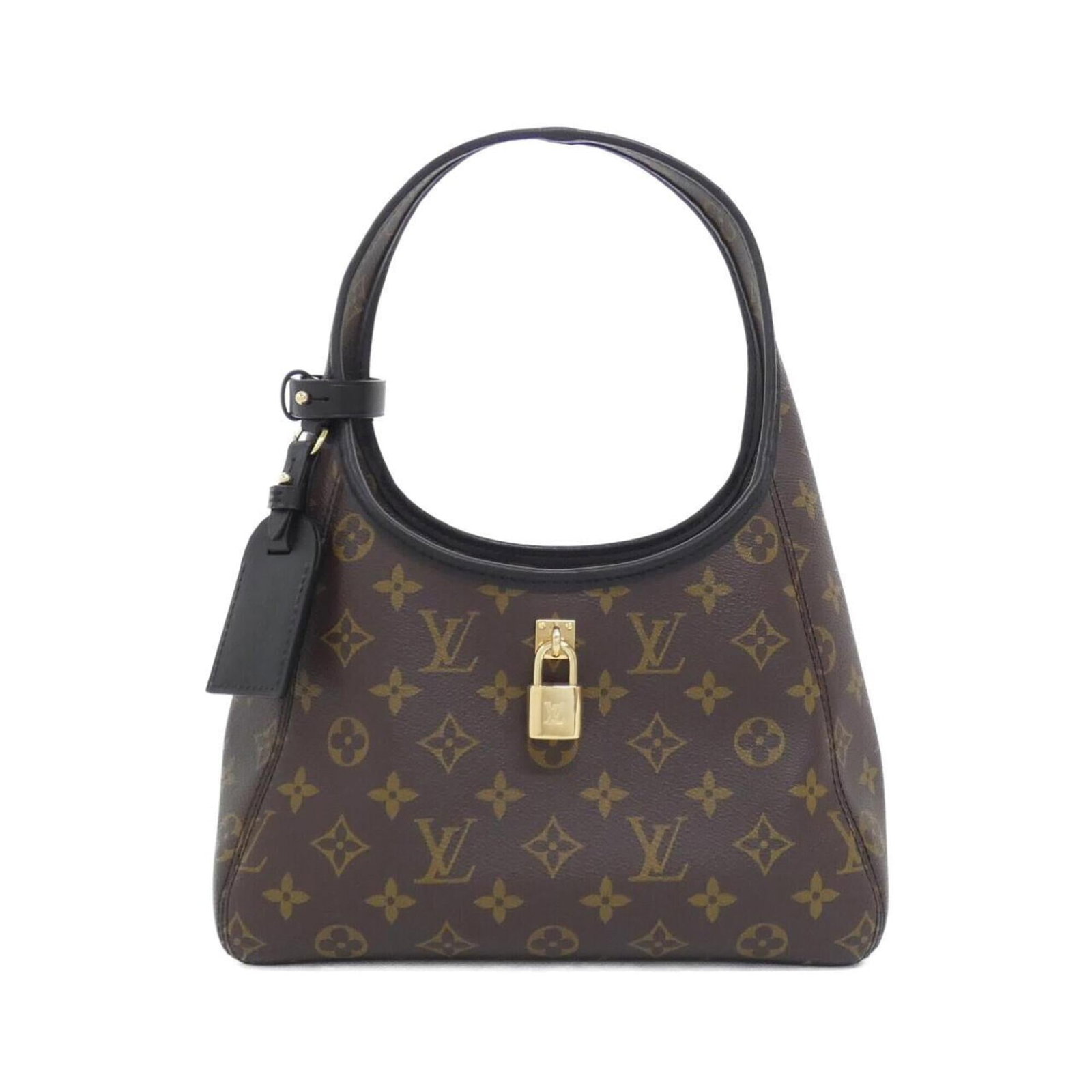 Shoulder Bag Monogram By Louis Vuitton: Shoulder Bag Monogram By Louis Vuitton Black, Marron, and gold monogram details adorn the sleek design of this Louis Vuitton shoulder bag. Measuring 16cm x 26cm x 11cm, it features a sturdy 390g