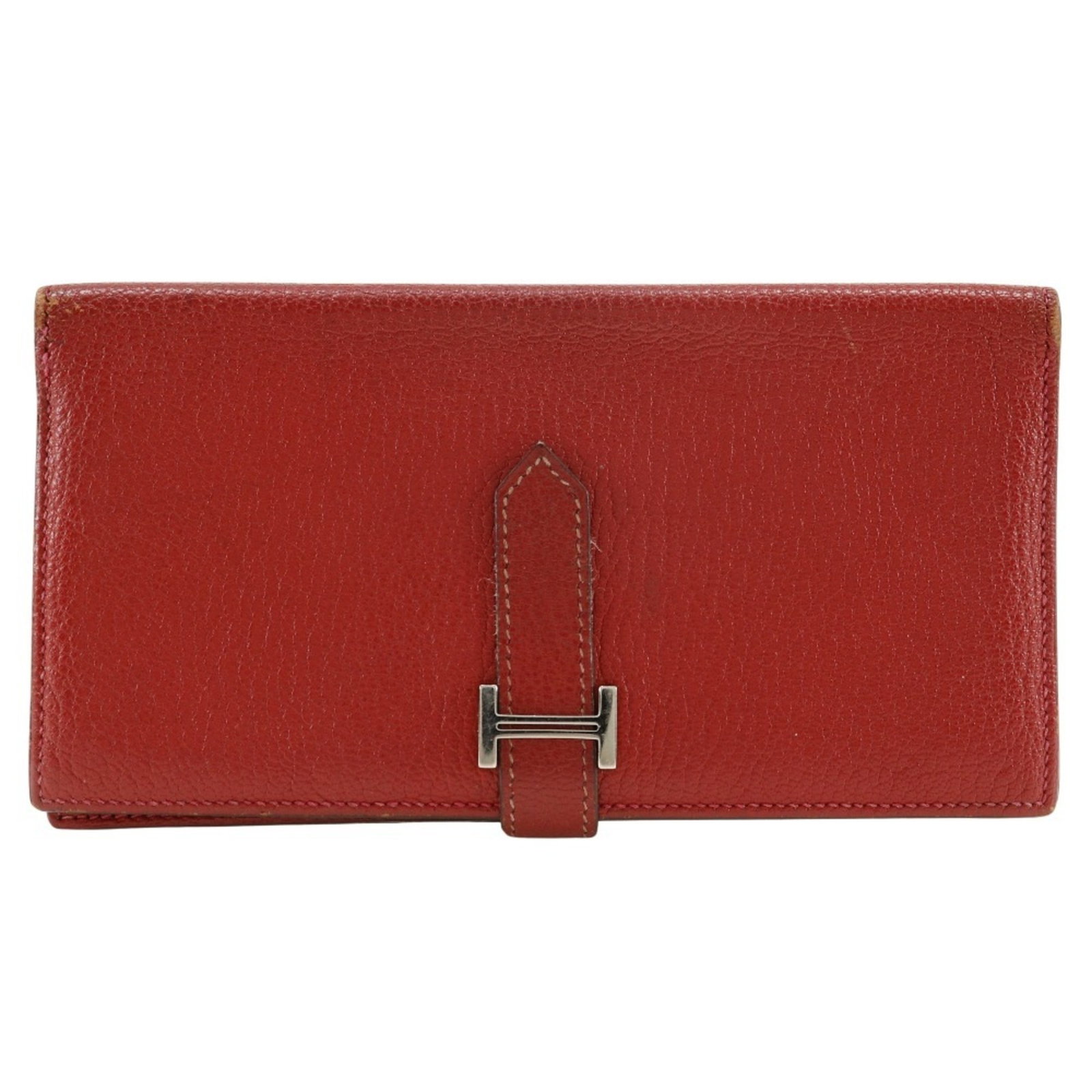 Hermes bi fold wallet: Hermes bi fold wallet Red Hermes bi-fold wallet with clean lines and classic design. Made from high-quality materials, its compact size (9cm x 17.5cm x 1.5cm) makes it easy to carry. The simple yet el