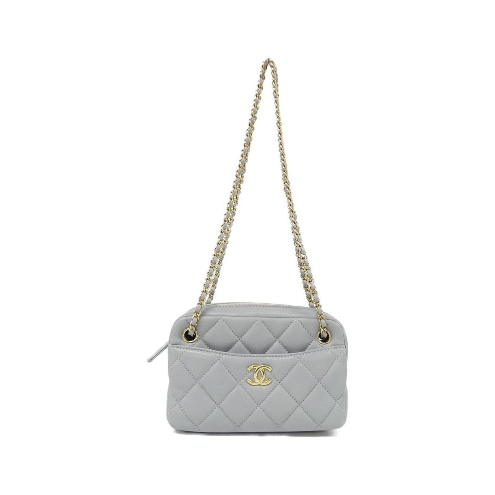 Shoulder Bag Leather Chanel: Shoulder Bag Leather Chanel The Chanel MPN AS5190 Shoulder Bag is crafted from high-quality lambskin leather, featuring a sleek gray color. Measuring 12cm x 18cm x 5cm, this compact bag boasts a timel