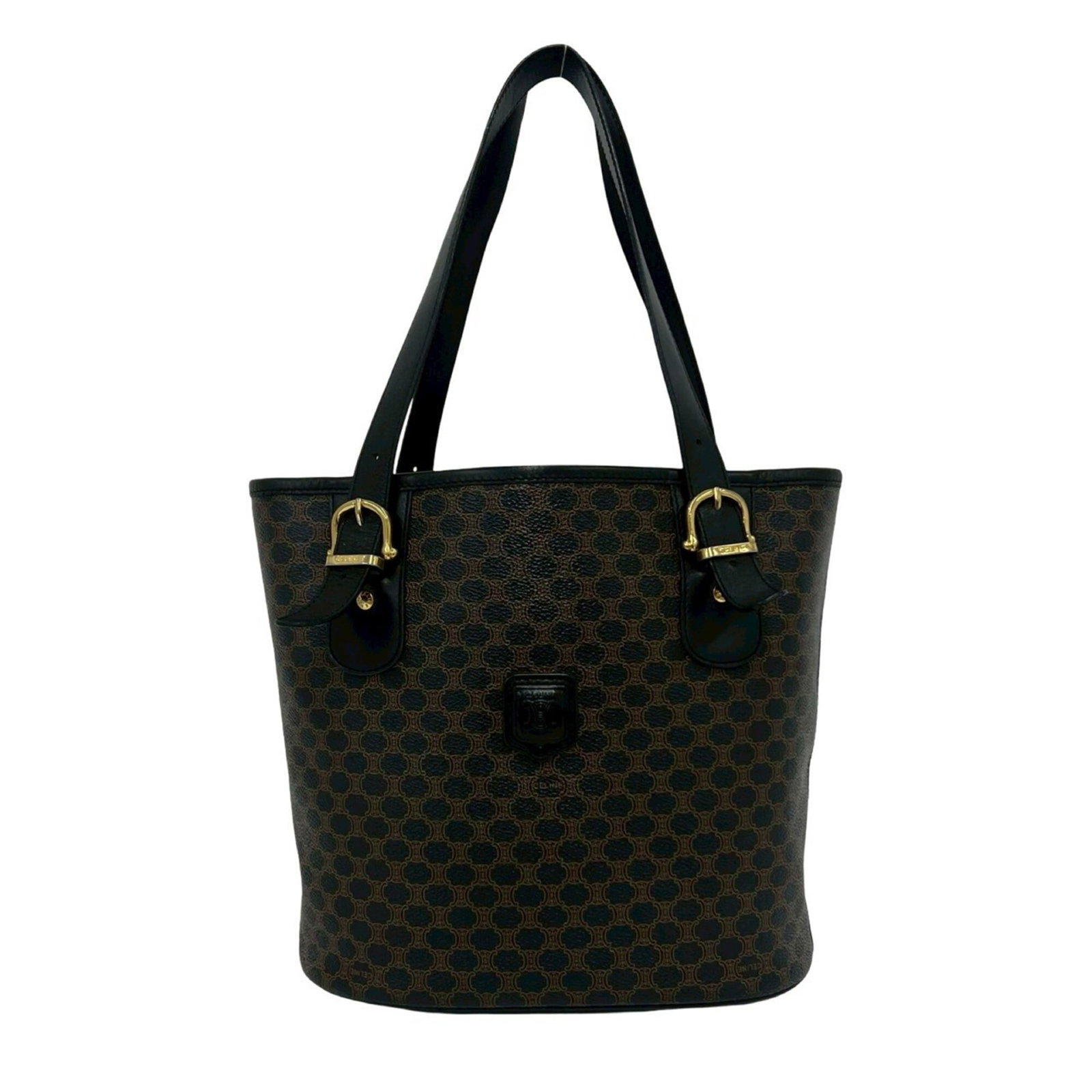 Tote Bag Leather Celine Handbag Pvc: Tote Bag Leather Celine Handbag Pvc Black and Brown Leather Celine Handbag Tote with PVC details, measuring 24cm x 24cm x 13cm. This stylish tote bag features a combination of leather and PVC