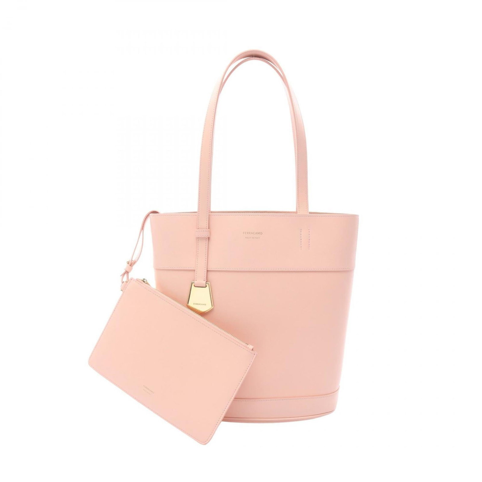 Ferragamo Salvatore Handbag Leather Tote: Ferragamo Salvatore Handbag Leather Tote Pink leather tote bag from Salvatore Ferragamo, featuring a classic design with clean lines and a spacious interior. Measuring 28cm x 24.5cm x 11cm, it has a s