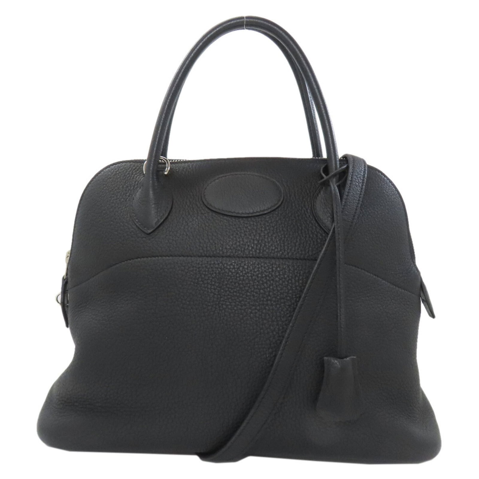 Tote Bag Taurillon Clemence Leather Hermes: Tote Bag Taurillon Clemence Leather Hermes Taurillon Clemence leather tote bag from the Hermes Bolide line, featuring a sleek black design with a zipper closure. Measuring 24cm x 31cm x 12cm, it has a