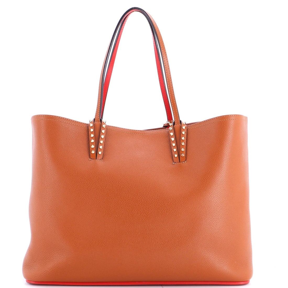 Christian Louboutin East Cabata Large Leather Tote West: Christian Louboutin East Cabata Large Leather Tote West The Christian Louboutin East Cabata Large Leather Tote West boasts a rich, brown leather exterior with subtle signs of wear, adding to its