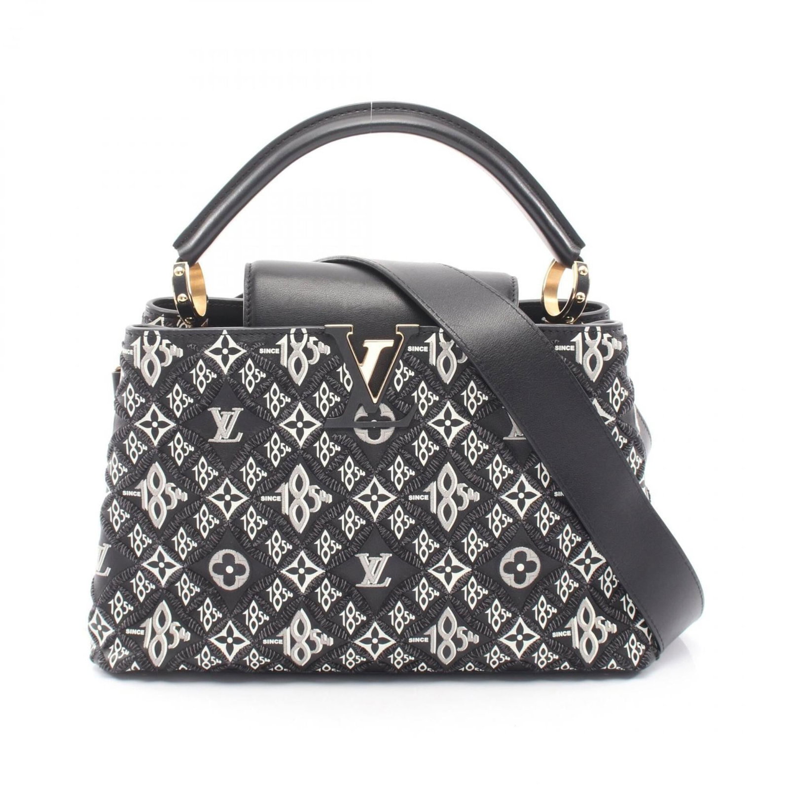 Louis Vuitton Handbag Leather: Louis Vuitton Handbag Leather Black Louis Vuitton Handbag Made from Calf Leather with Dimensions 20cm x 31cm x 11cm. This black leather handbag features a classic design and is made from high-quality