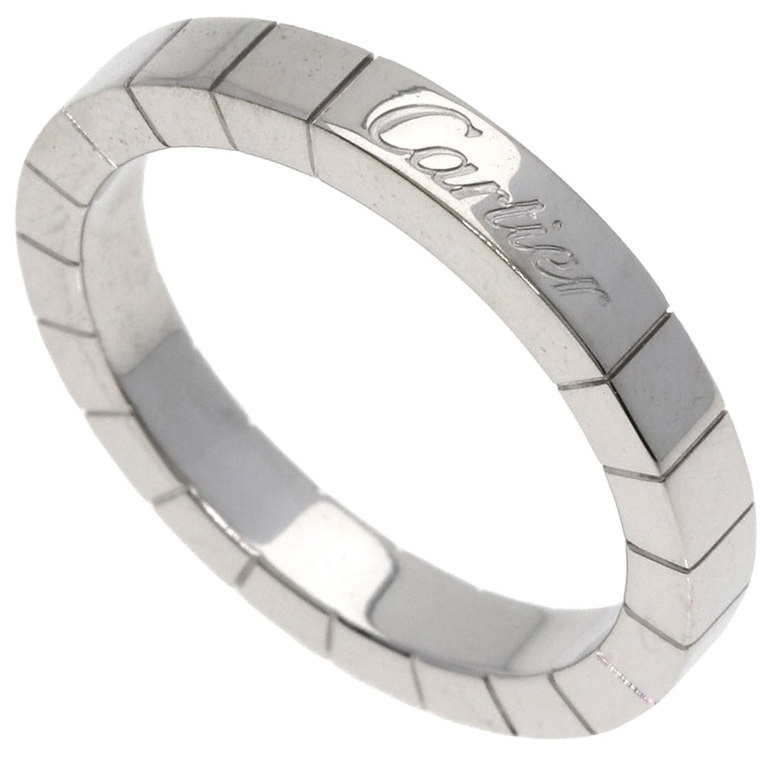 Cartier Laniere # 54 Ring K18 White Gold: Cartier Laniere # 54 Ring K18 White Gold Cartier Laniere #54 Ring in K18 White Gold features a sleek silver metal design. This ring is made from high-purity K18 gold, providing exceptional durability