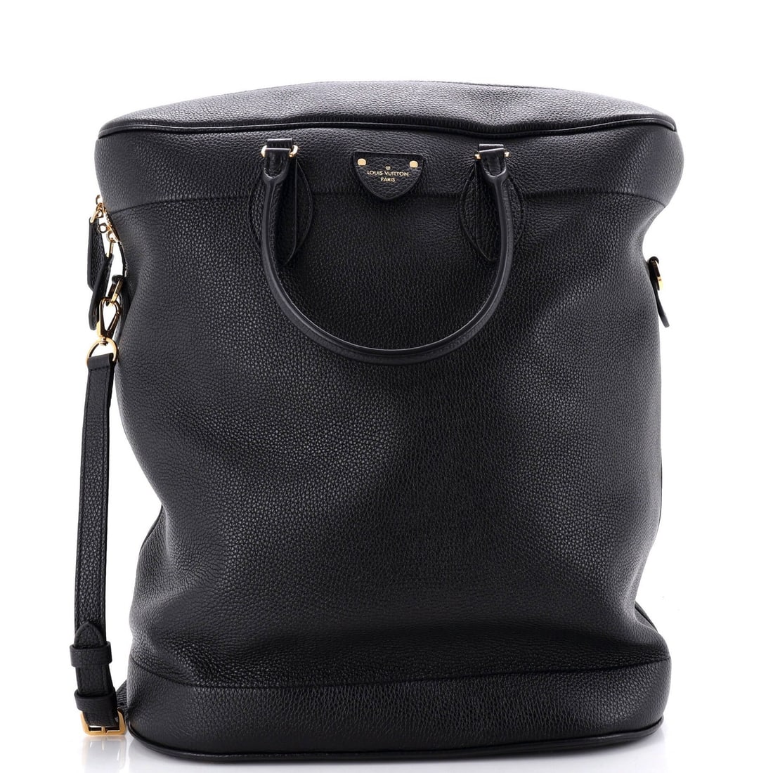 Carry Taurillon Handbag GM Leather All Louis Vuitton: Carry Taurillon Handbag GM Leather All Louis Vuitton Black Louis Vuitton Carry All Taurillon GM Leather Handbag with Gold Hardware and Black Microfiber Interior, featuring minor scuffs on exterior